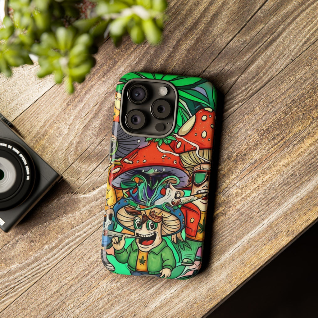Vibrant Phone Case Featuring Funky Mushroom Art, Tough Cases, Trendy Accessories, Unique Gifts, Eclectic Style, Phone Protection Printify
