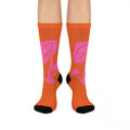 Whimsical Mushroom Cushioned Crew Socks, Fun Statement Socks, Gift for Nature Lovers, Cozy Socks for Fall, Unique Sock Gift