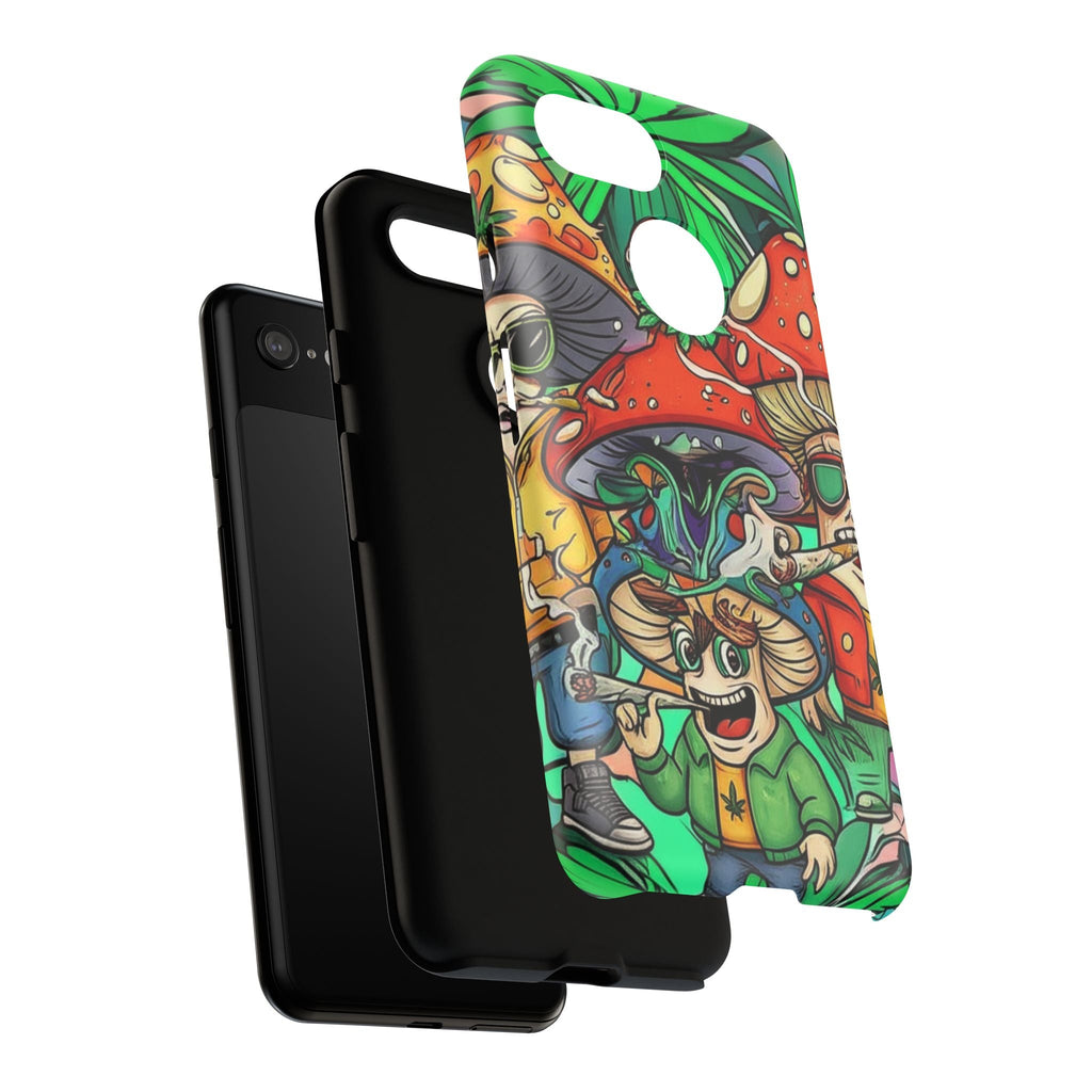 Vibrant Phone Case Featuring Funky Mushroom Art, Tough Cases, Trendy Accessories, Unique Gifts, Eclectic Style, Phone Protection Printify