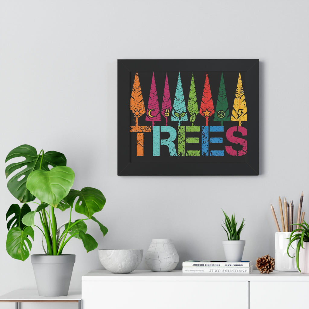 Framed Poster — Colorful 'TREES' Rainbow Woodland Art Print