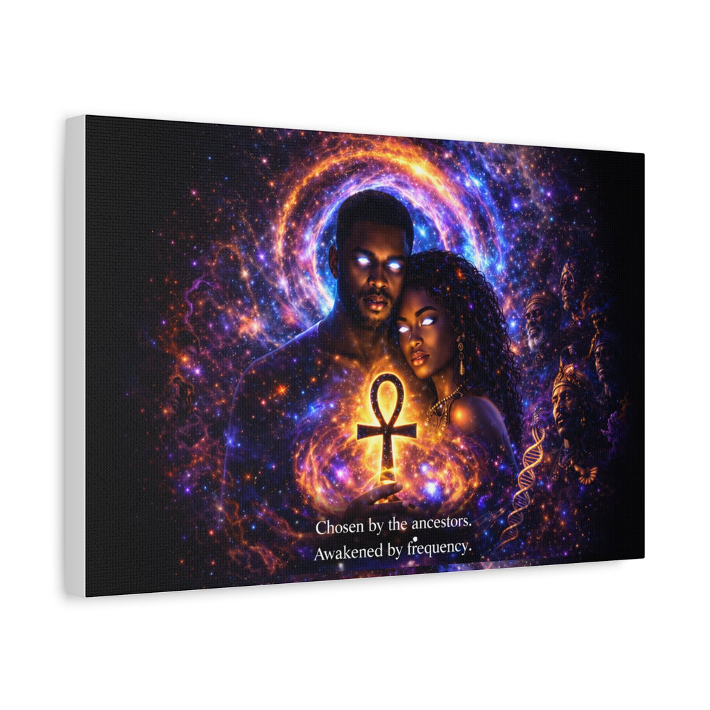 Ankh of the Cosmos Canvas Art — Afrocentric Mystic Couple Matte Stretched Print Printify