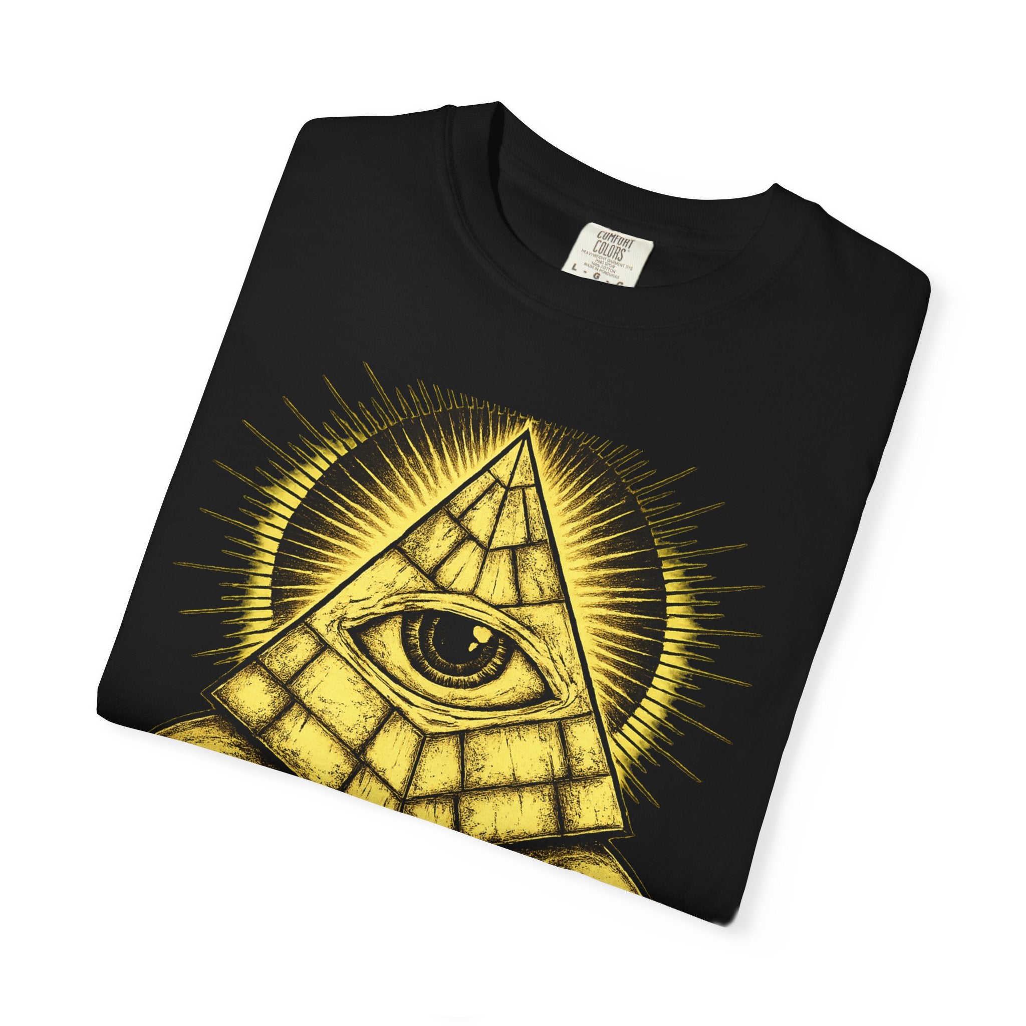 Higher Frequency Pyramid Eye T-Shirt — Occult Skull Graphic Tee Printify