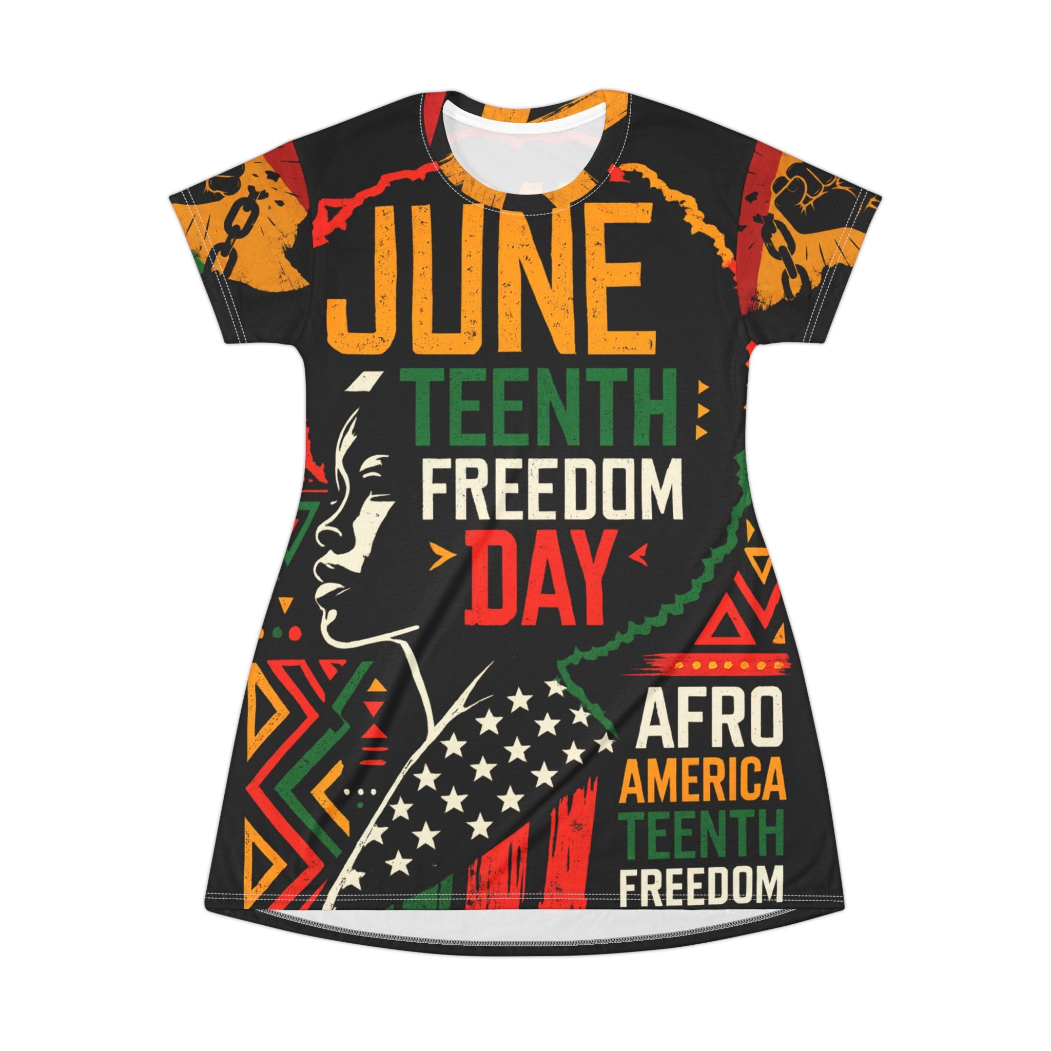 Juneteenth Freedom Day T‑Shirt Dress — Afro American Juneteenth Celebration AOP