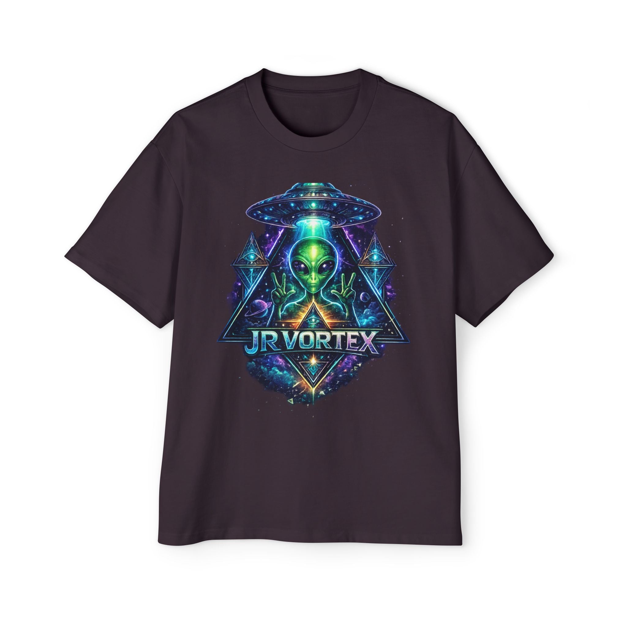 Alien Vortex Graphic Tee — Men’s Oversized UFO T-Shirt Printify