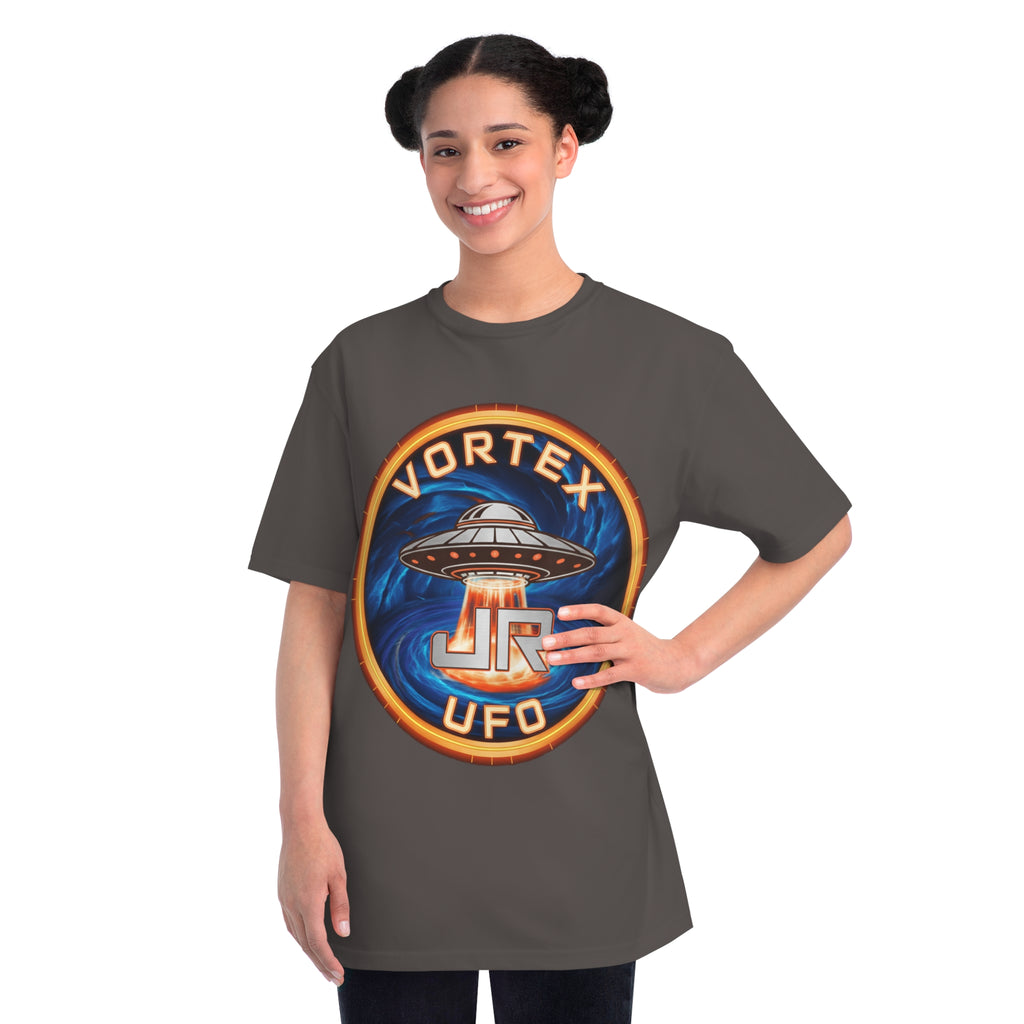 Vortex UFO JR Patch T‑Shirt — Retro UFO Badge Graphic Tee Printify