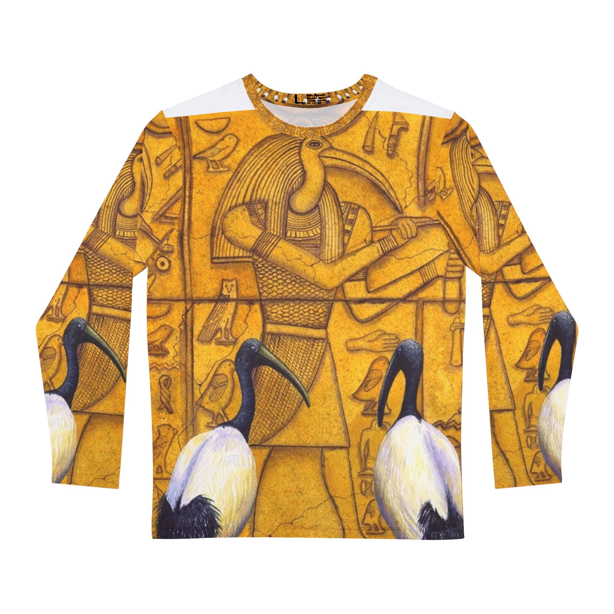 Men's Long Sleeve Egyptian Print Shirt, Unique Casual Apparel, Gifts for Him, Bohemian Style Top, Trendy Layering Piece