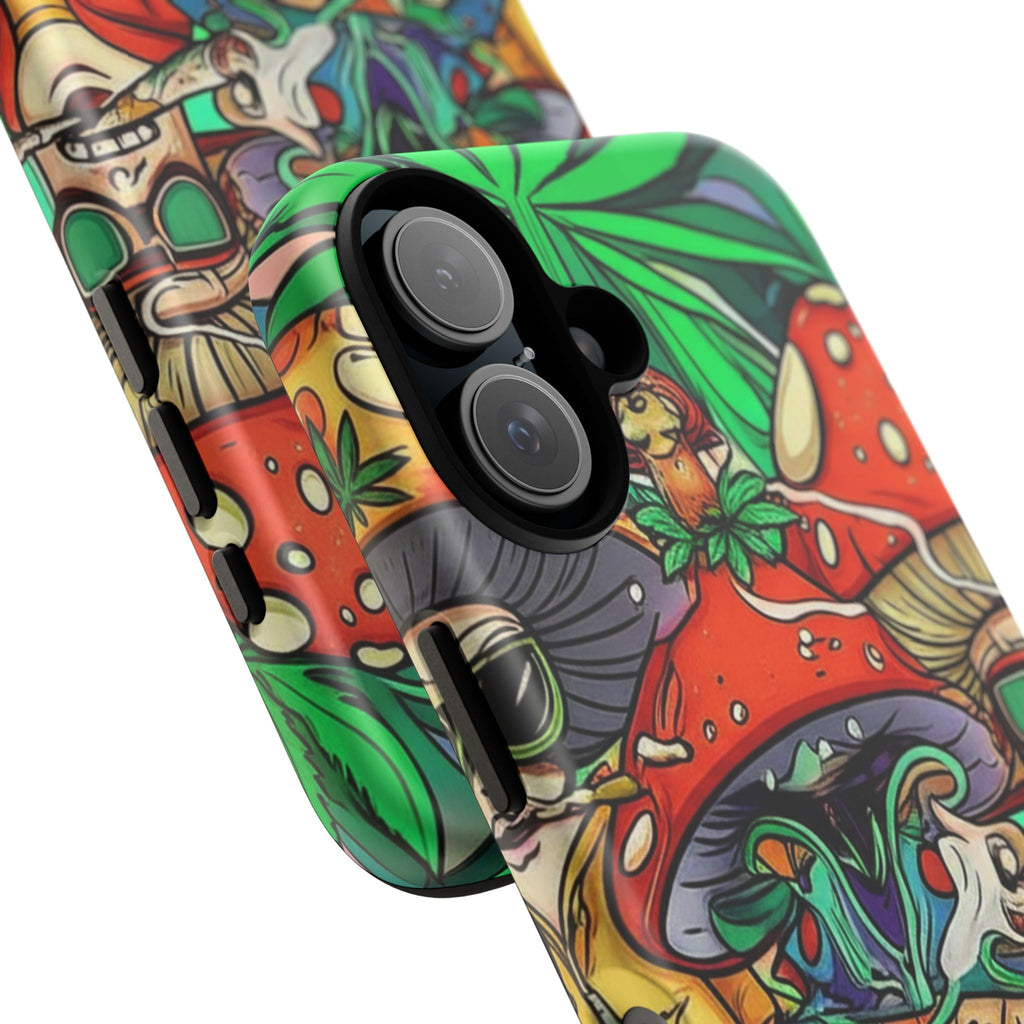 Vibrant Phone Case Featuring Funky Mushroom Art, Tough Cases, Trendy Accessories, Unique Gifts, Eclectic Style, Phone Protection Printify