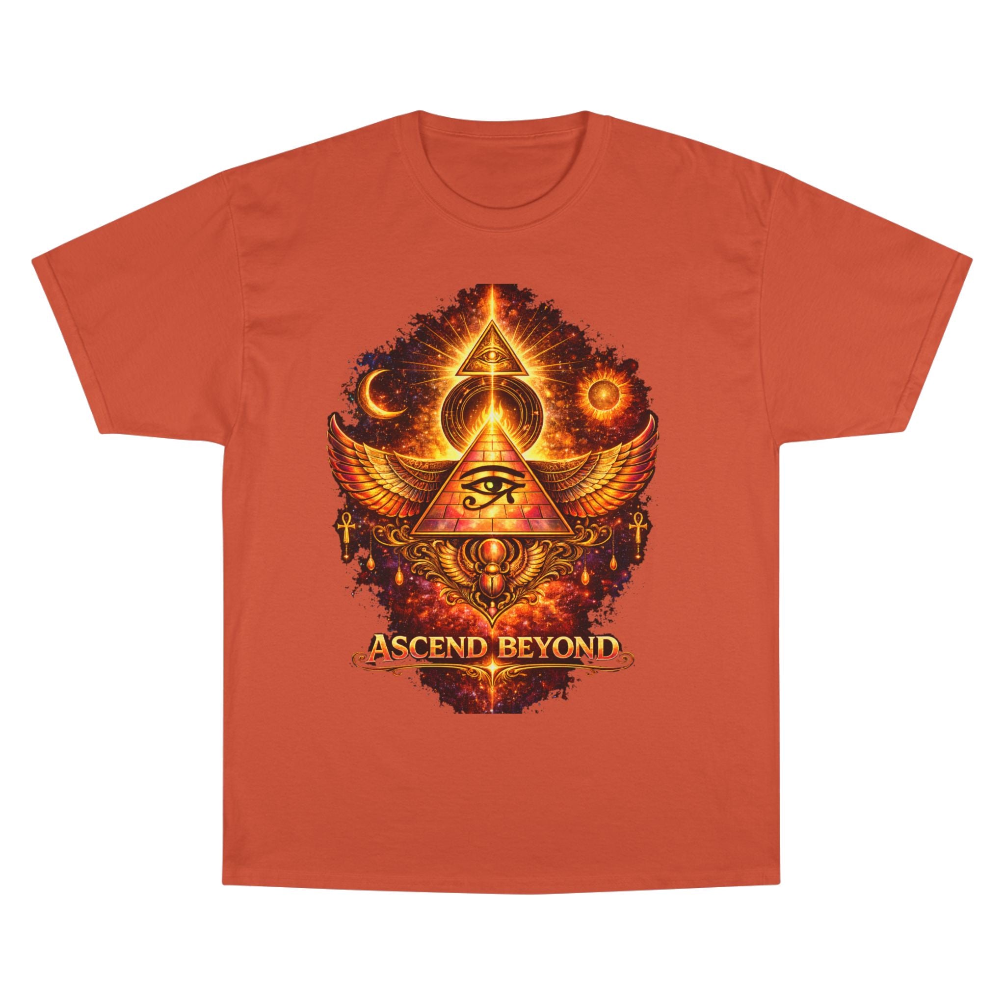 Ascend Beyond Graphic T-Shirt — Egyptian Eye Pyramid Spiritual Tee Printify