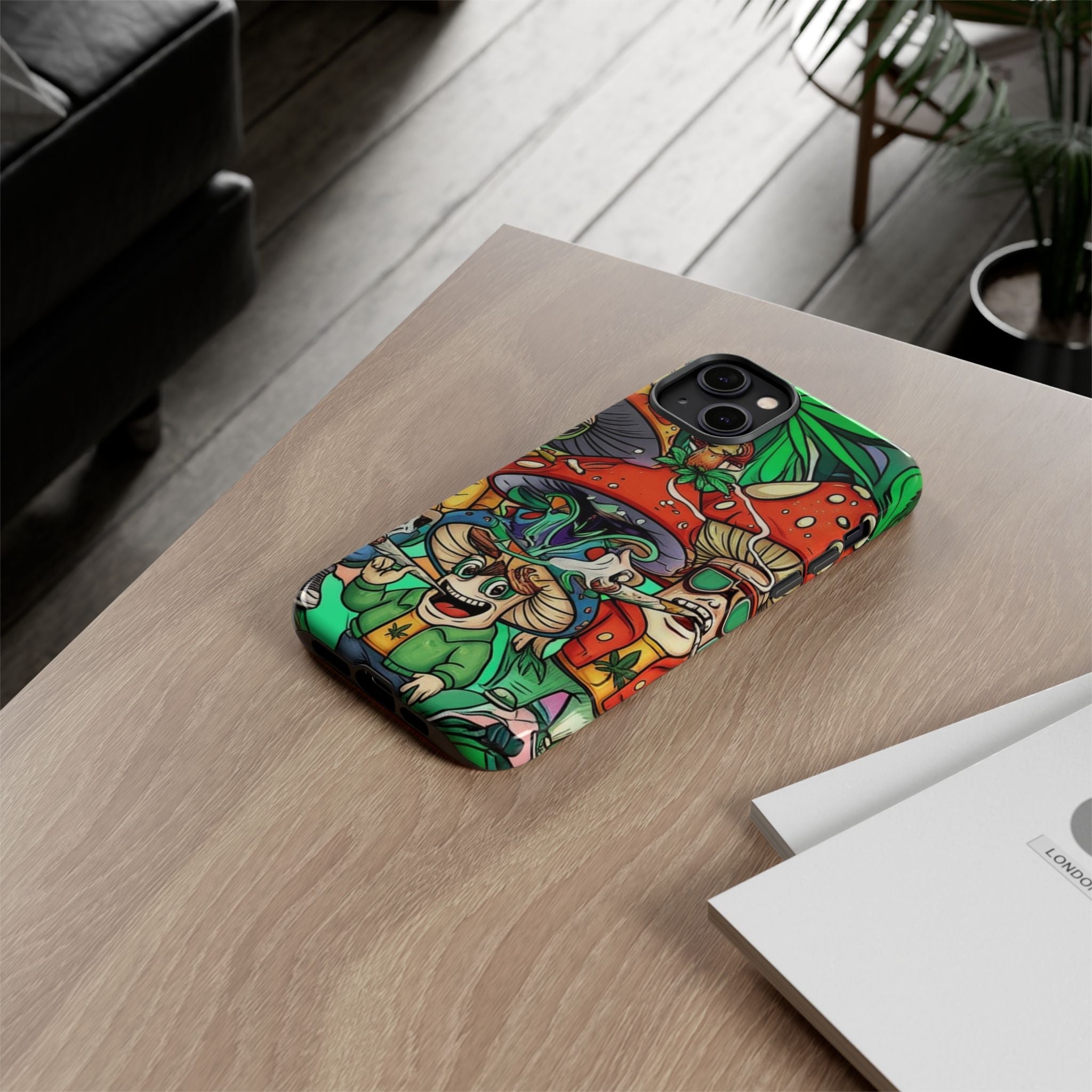 Vibrant Phone Case Featuring Funky Mushroom Art, Tough Cases, Trendy Accessories, Unique Gifts, Eclectic Style, Phone Protection Printify