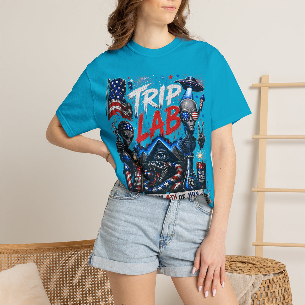 4th of July Alien BBQ T-Shirt — Trip Lab Patriotic Graphic Tee