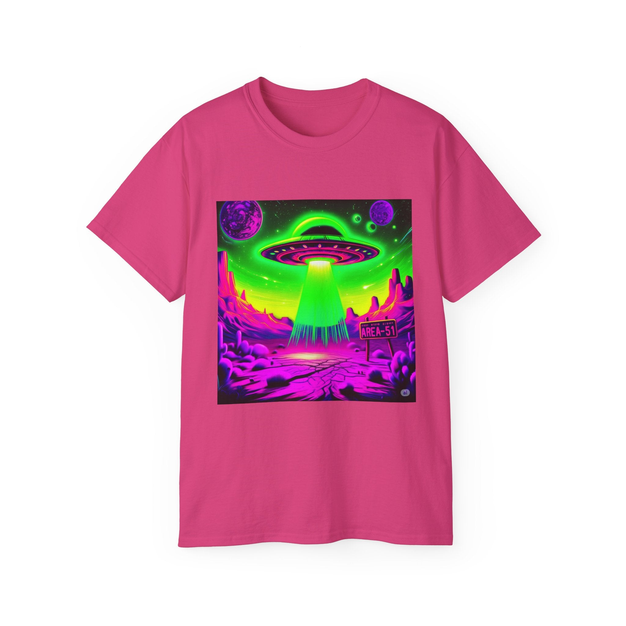Cosmic Alien UFO Graphic T-Shirt | Neon Sci-Fi Streetwear Tee Printify