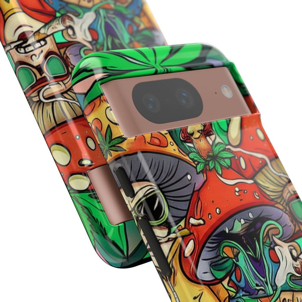 Vibrant Phone Case Featuring Funky Mushroom Art, Tough Cases, Trendy Accessories, Unique Gifts, Eclectic Style, Phone Protection Printify