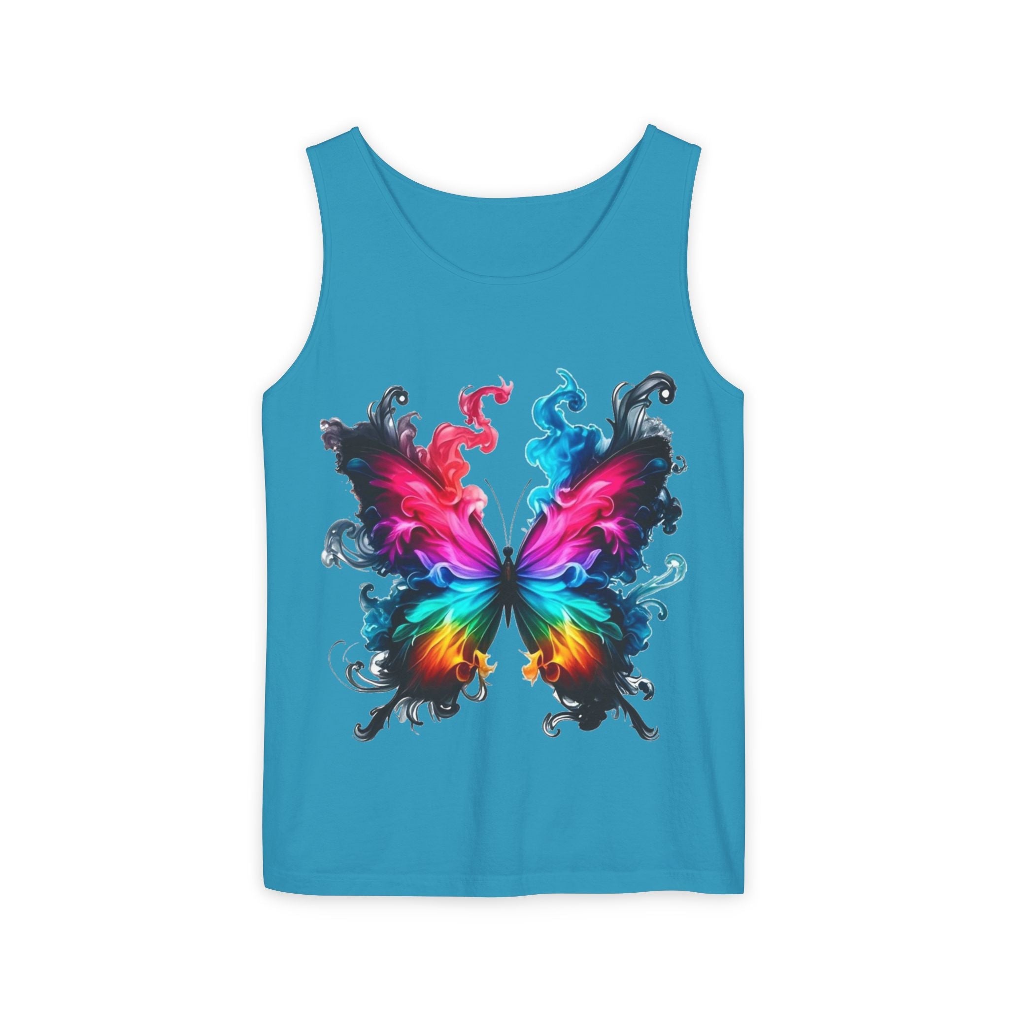 Vibrant Butterfly Design Unisex Tank Top | Colorful Summer Sleeveless Shirt, Gift for Nature Lovers, Festival Wear, Eco-Friendly Fashion Printify