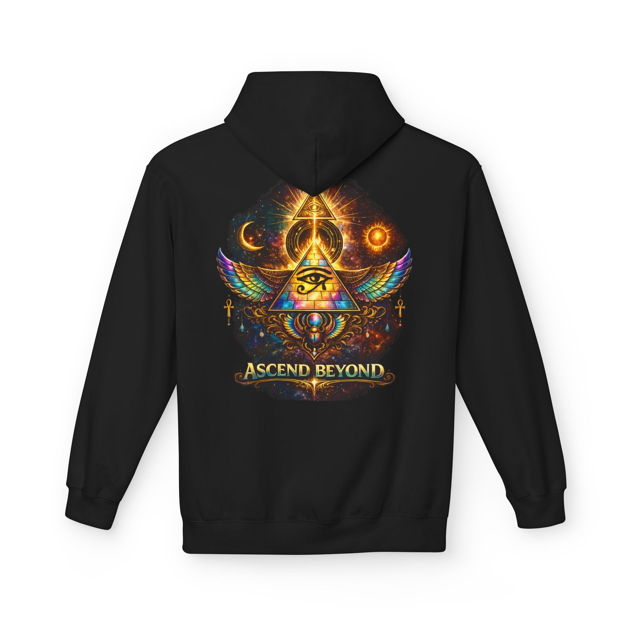 Ascend Beyond Hoodie — Mystic Eye Pyramid Graphic Hoodie Printify