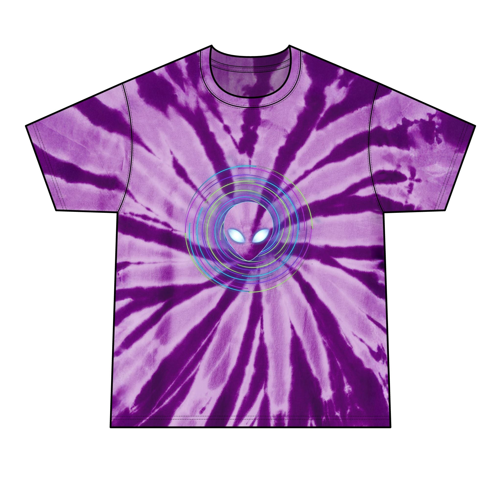 Alien Vibes Tie-Dye Tee — Black Spiral Graphic Men’s T-Shirt Printify