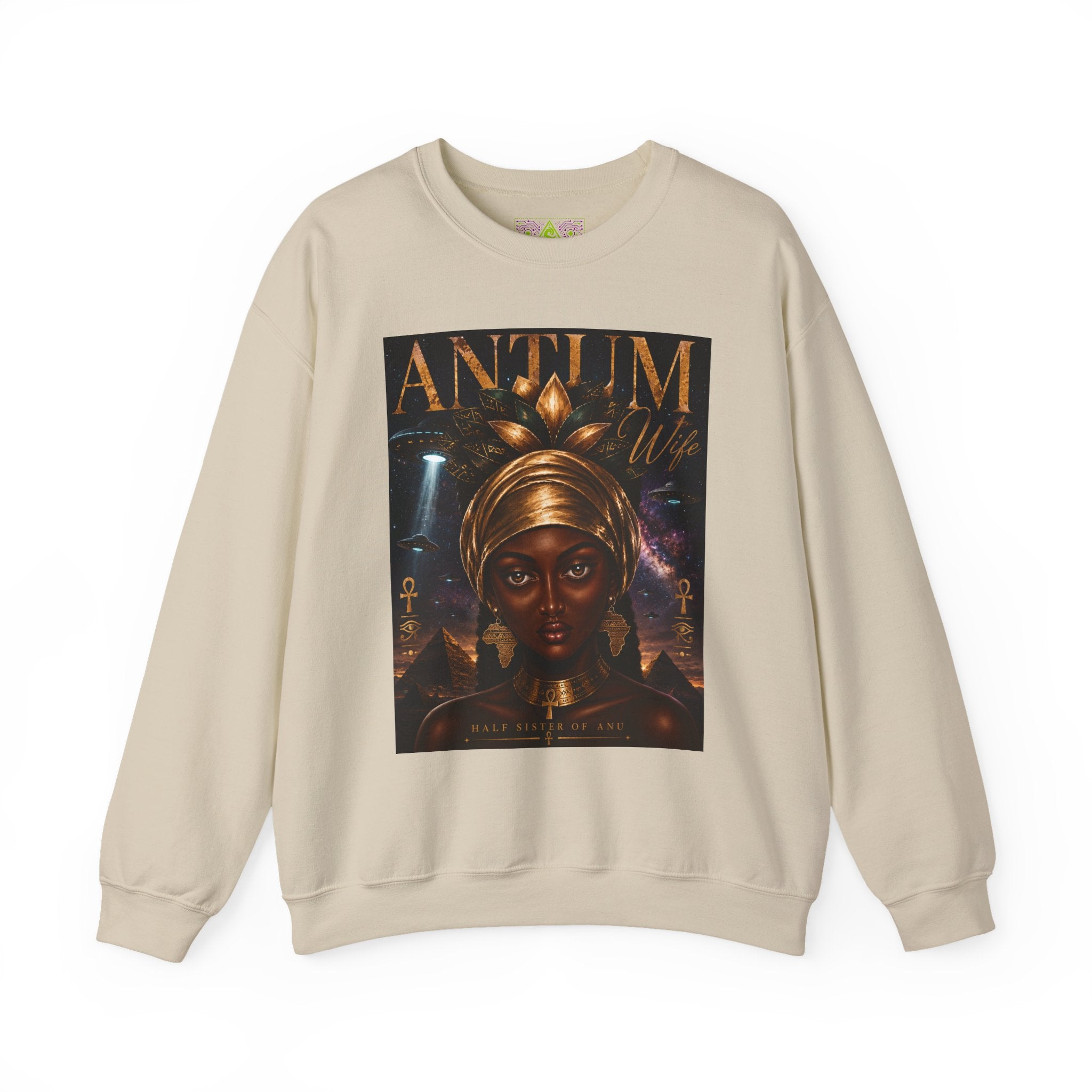 Crewneck Sweatshirt — 'Anitum' Afrocentric Goddess Portrait Crewneck