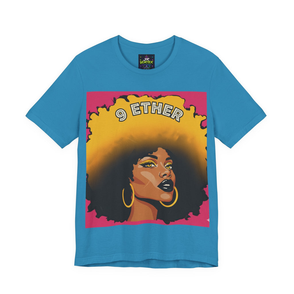 9 Ether Afro Queen Tee — Bold Afrocentric Portrait Graphic T-Shirt