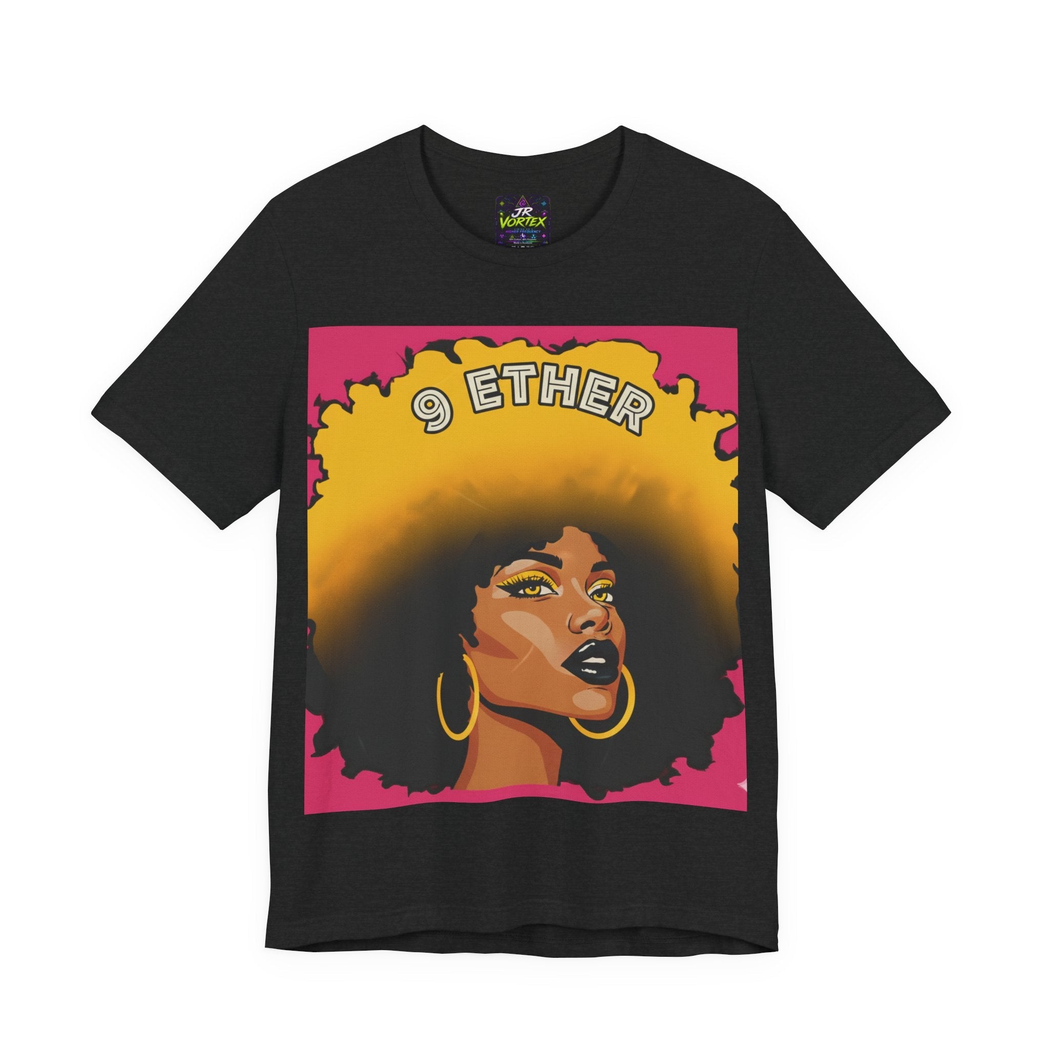 9 Ether Afro Queen Tee — Bold Afrocentric Portrait Graphic T-Shirt