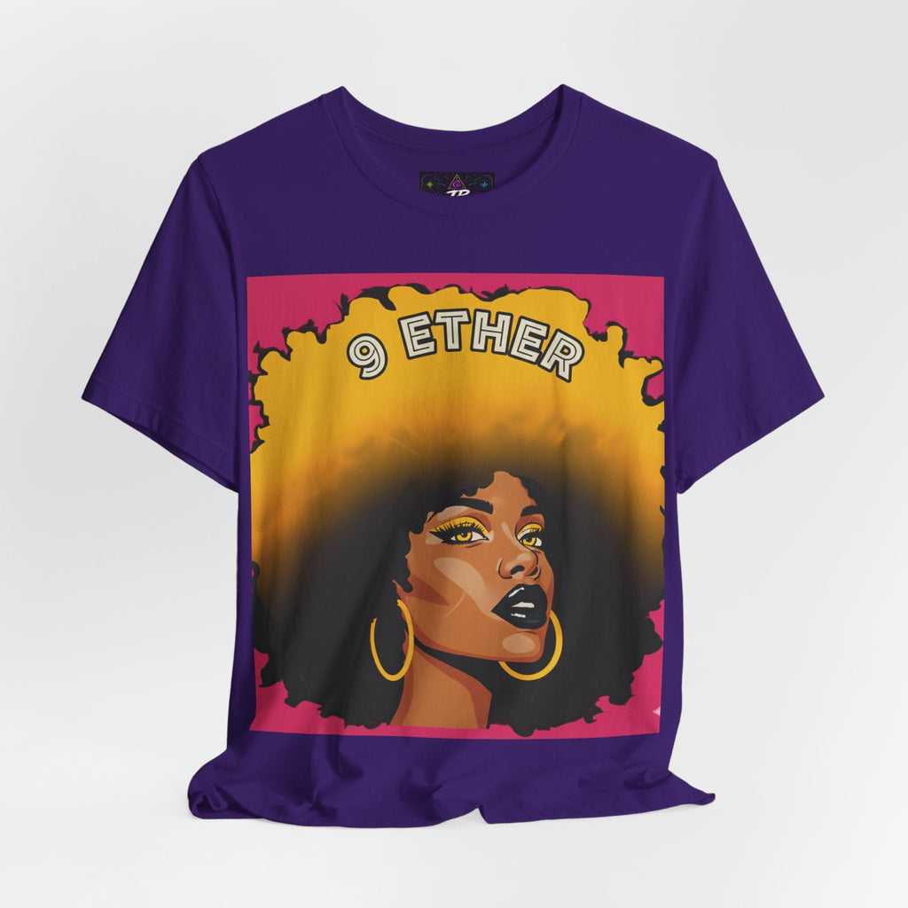 9 Ether Afro Queen Tee — Bold Afrocentric Portrait Graphic T-Shirt