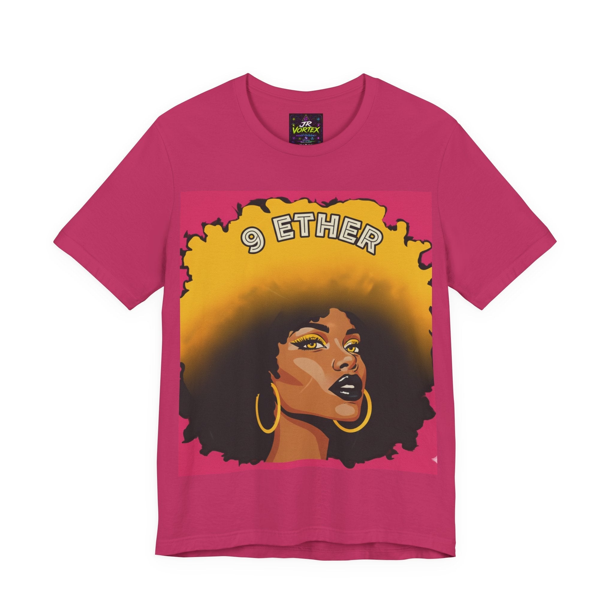 9 Ether Afro Queen Tee — Bold Afrocentric Portrait Graphic T-Shirt