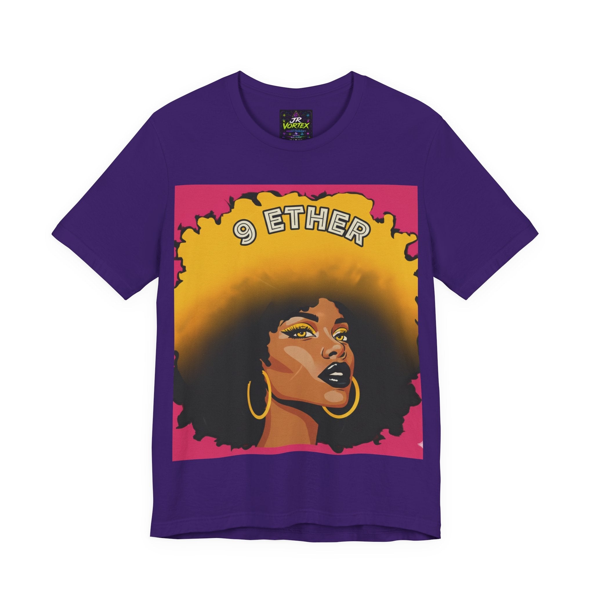 9 Ether Afro Queen Tee — Bold Afrocentric Portrait Graphic T-Shirt