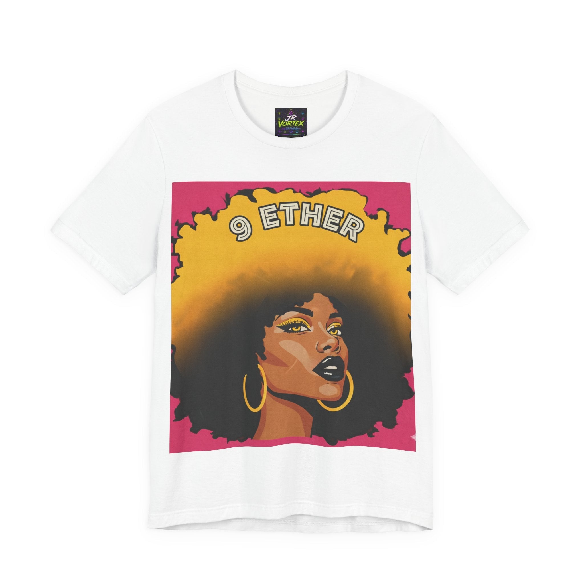 9 Ether Afro Queen Tee — Bold Afrocentric Portrait Graphic T-Shirt