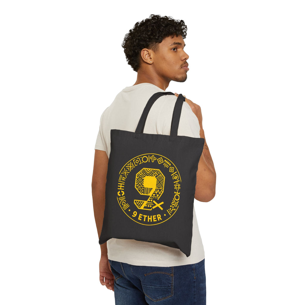 9 Ether Crypto Tote Bag – Yellow Emblem Canvas Tote Printify