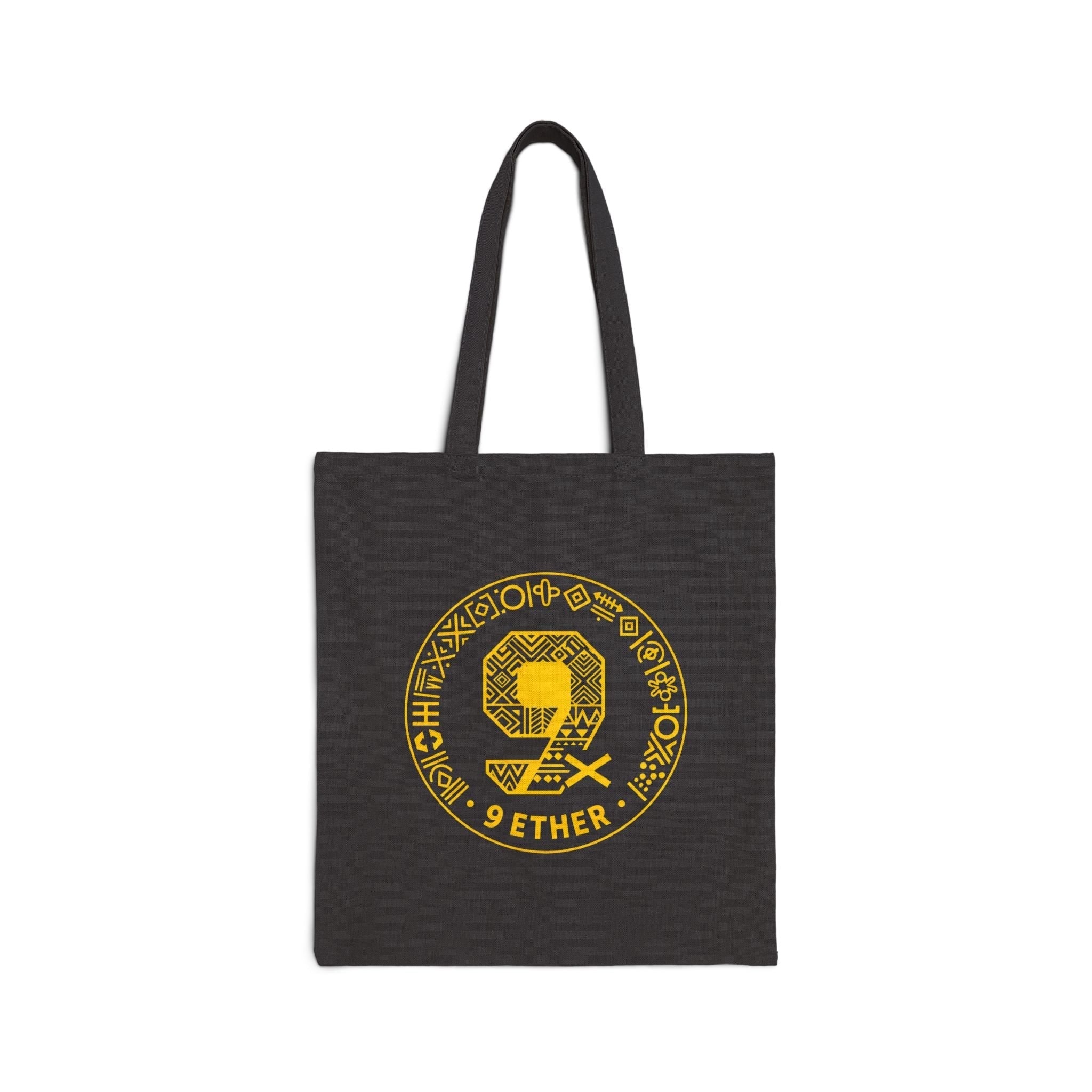 9 Ether Crypto Tote Bag – Yellow Emblem Canvas Tote Printify
