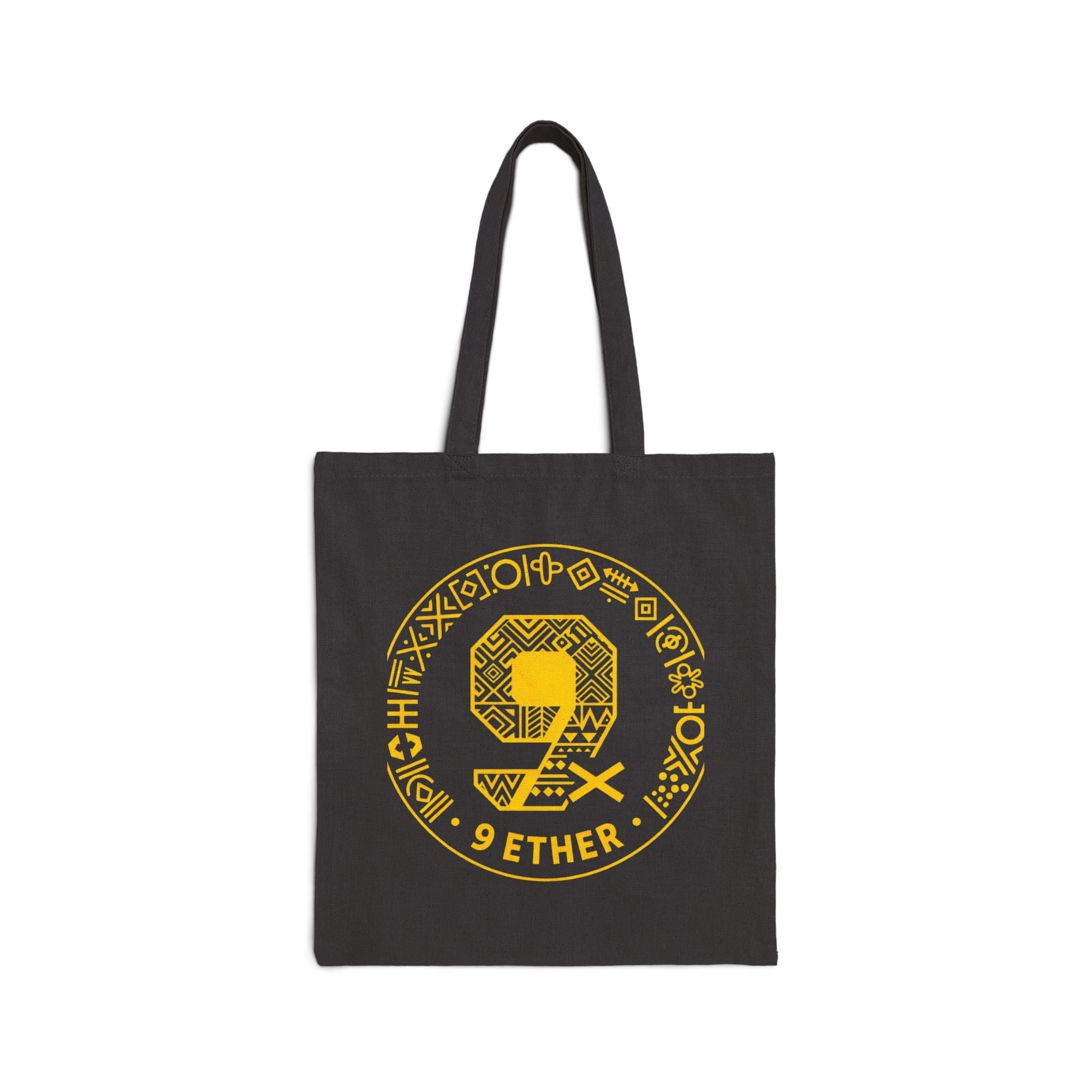 9 Ether Crypto Tote Bag – Yellow Emblem Canvas Tote Printify