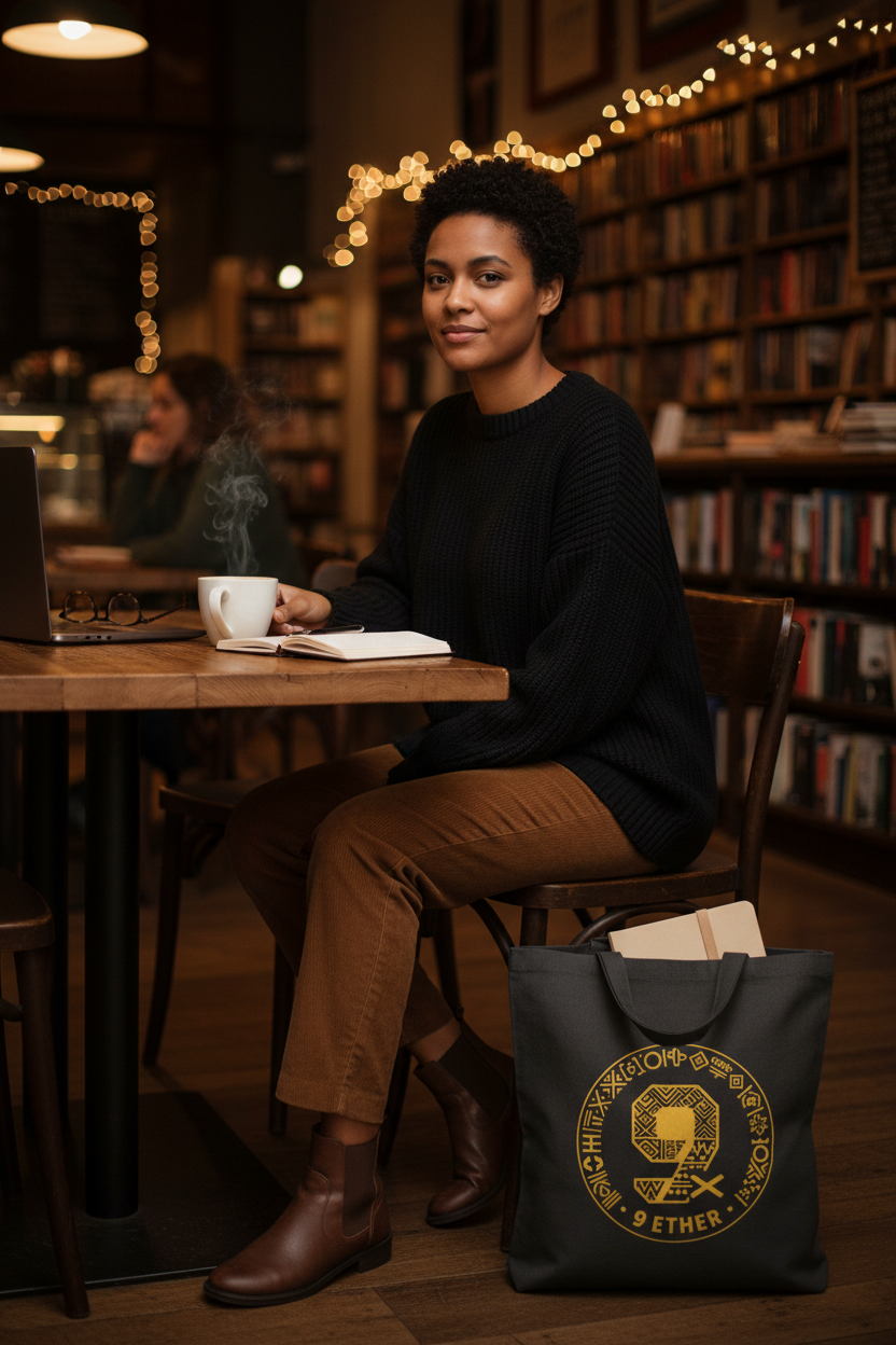 9 Ether Tote — Coffee Shop Lifestyle