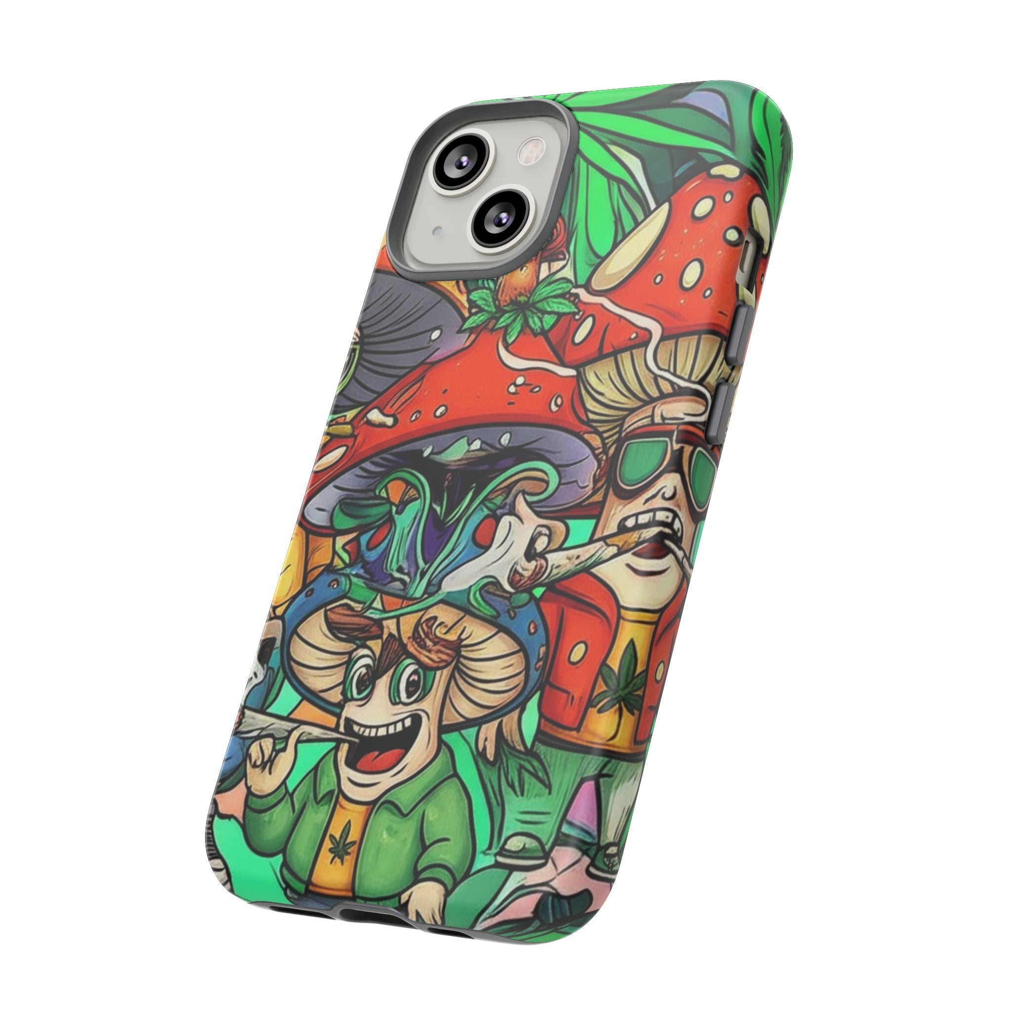 Vibrant Phone Case Featuring Funky Mushroom Art, Tough Cases, Trendy Accessories, Unique Gifts, Eclectic Style, Phone Protection Printify