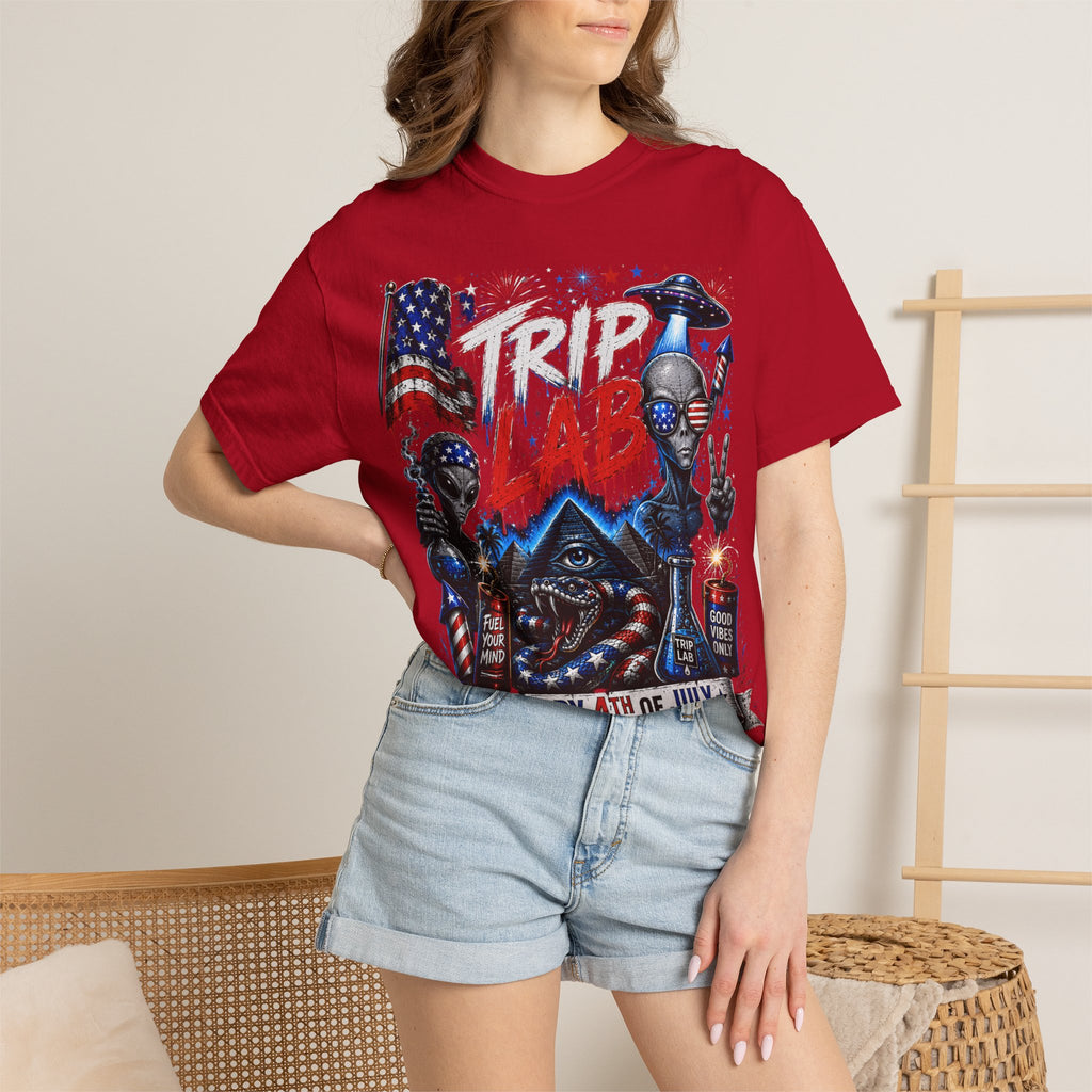 4th of July Alien BBQ T-Shirt — Trip Lab Patriotic Graphic Tee