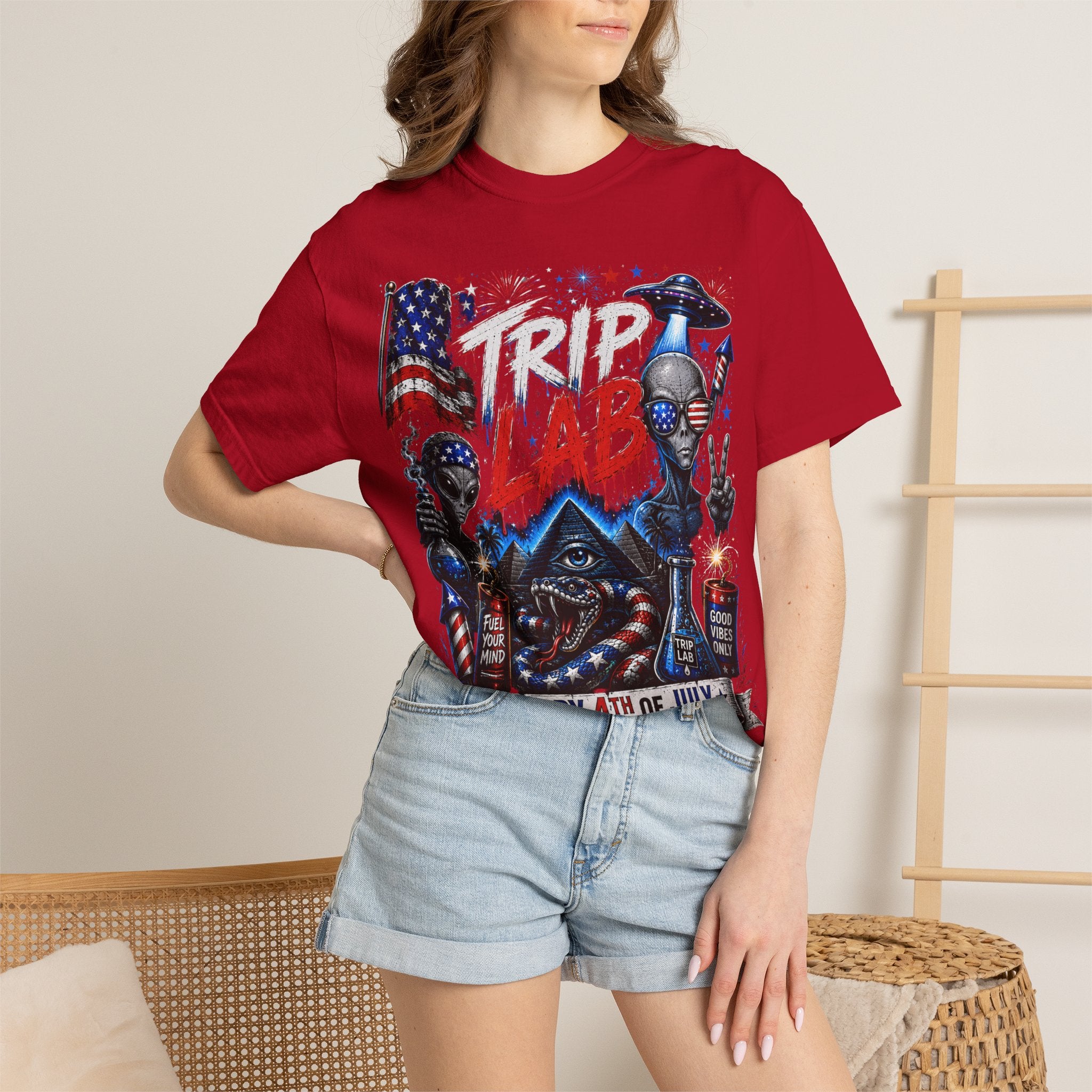 4th of July Alien BBQ T-Shirt — Trip Lab Patriotic Graphic Tee