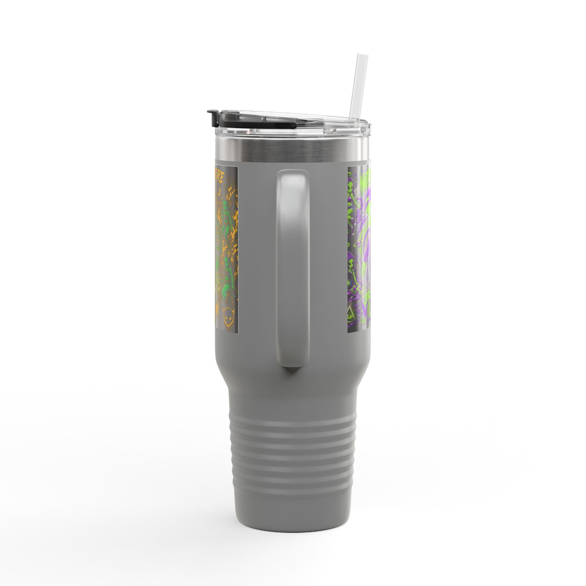 40oz Insulated Travel Mug — "Not From Here to Fit In" Alien Graphic