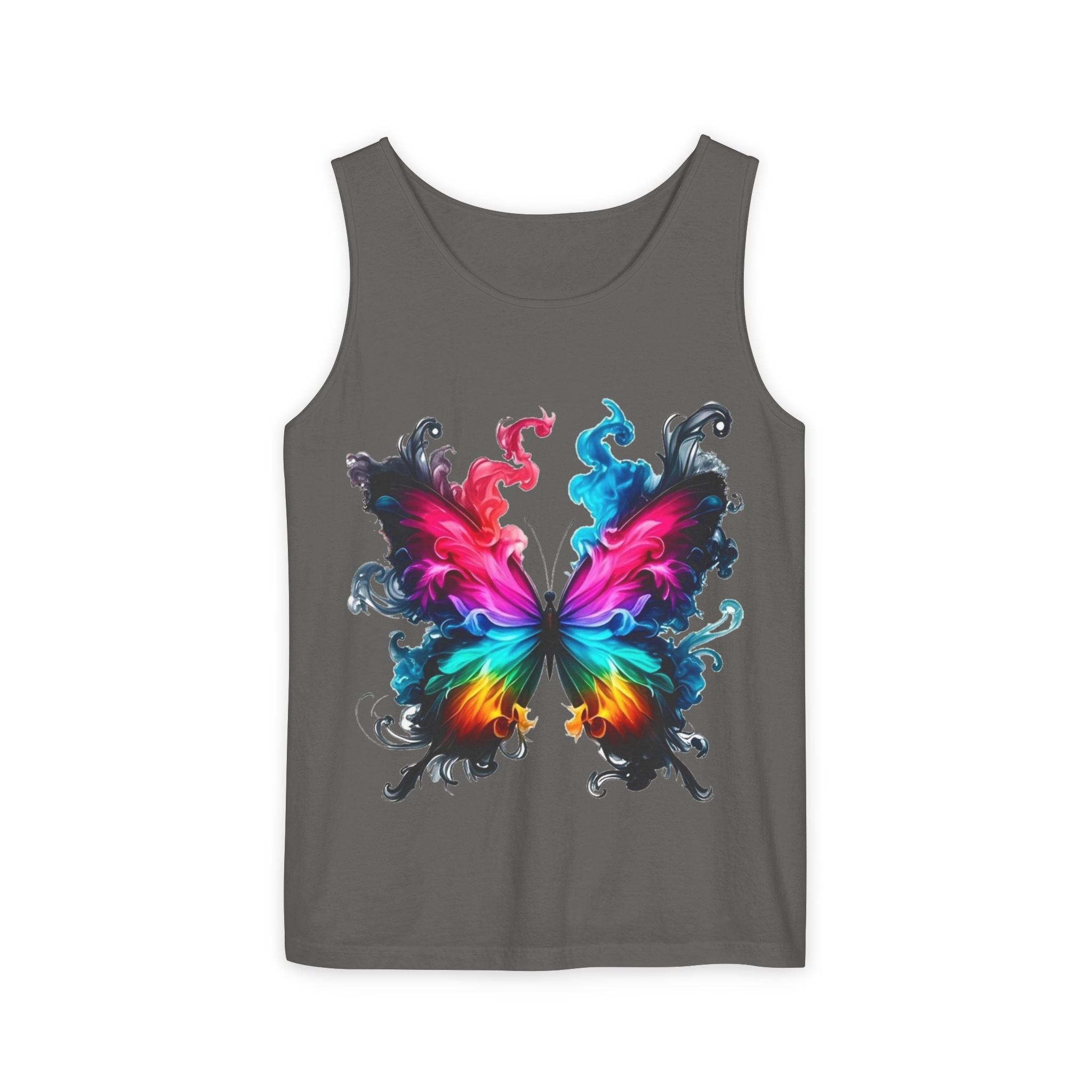 Vibrant Butterfly Design Unisex Tank Top | Colorful Summer Sleeveless Shirt, Gift for Nature Lovers, Festival Wear, Eco-Friendly Fashion Printify