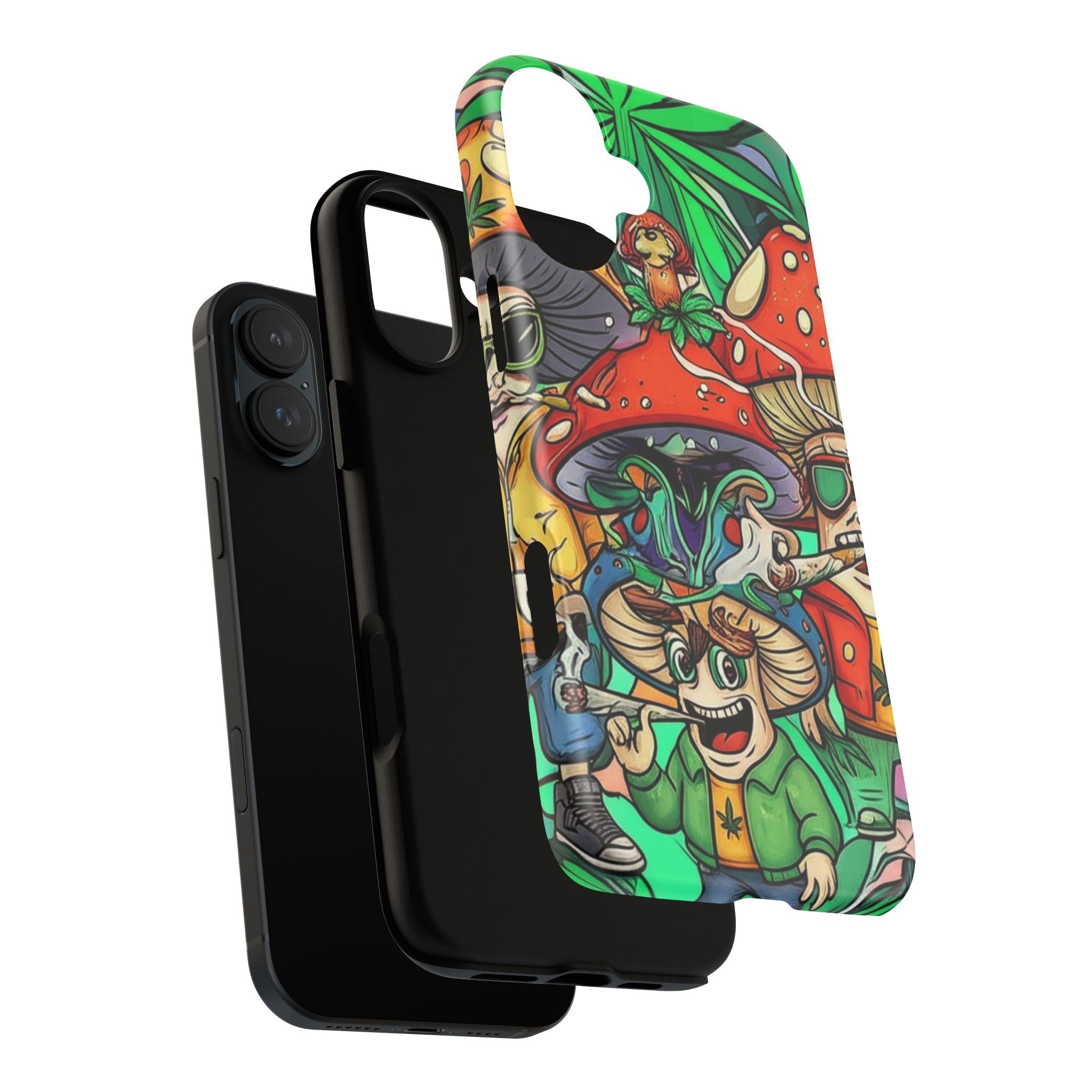 Vibrant Phone Case Featuring Funky Mushroom Art, Tough Cases, Trendy Accessories, Unique Gifts, Eclectic Style, Phone Protection Printify