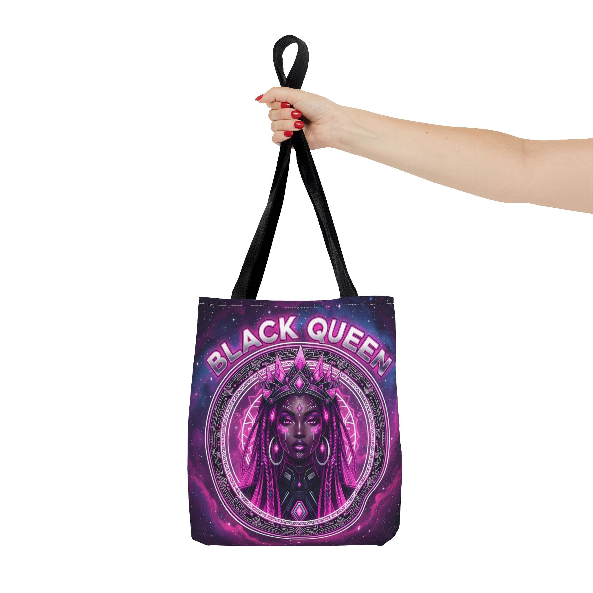 Black Queen Art Tote Bag — Afrocentric Cosmic Portrait Tote🎁🎁
