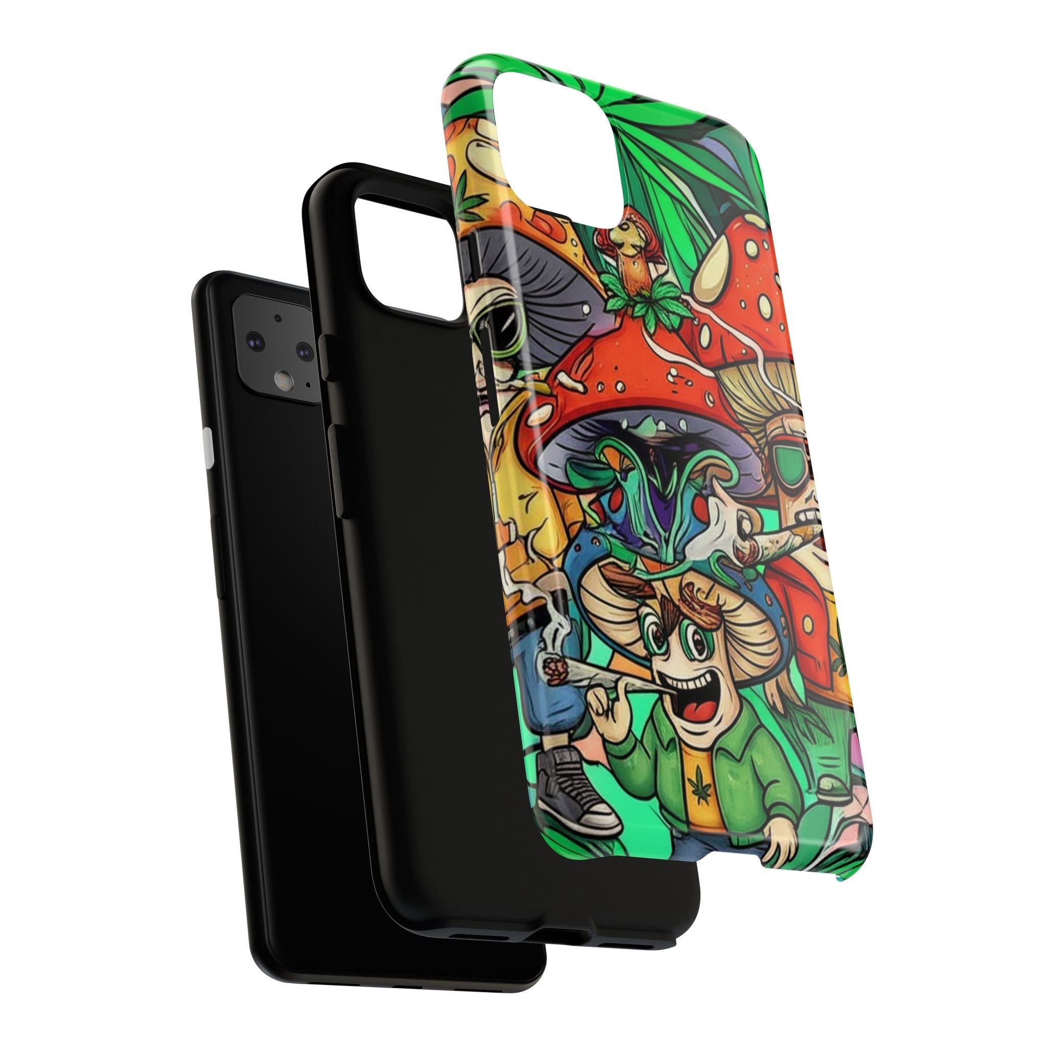 Vibrant Phone Case Featuring Funky Mushroom Art, Tough Cases, Trendy Accessories, Unique Gifts, Eclectic Style, Phone Protection Printify