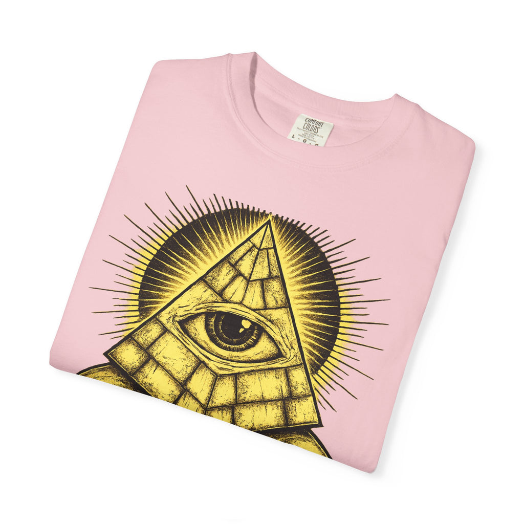 Higher Frequency Pyramid Eye T-Shirt — Occult Skull Graphic Tee Printify