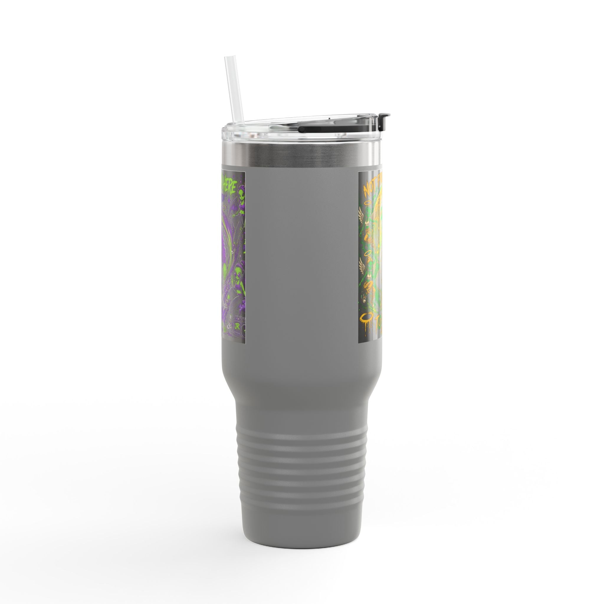 40oz Insulated Travel Mug — "Not From Here to Fit In" Alien Graphic