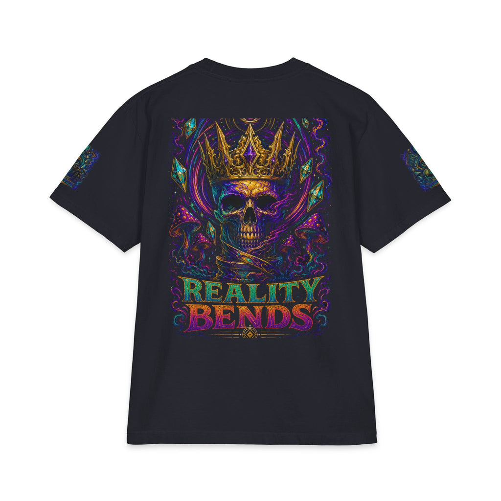 Psychedelic "Reality Bends" Graphic T-Shirt — Alien Eye & Crown Skull Tee