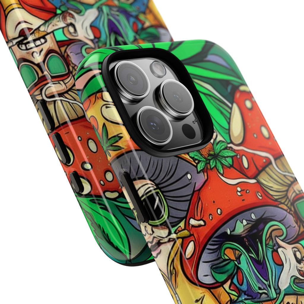 Vibrant Phone Case Featuring Funky Mushroom Art, Tough Cases, Trendy Accessories, Unique Gifts, Eclectic Style, Phone Protection Printify