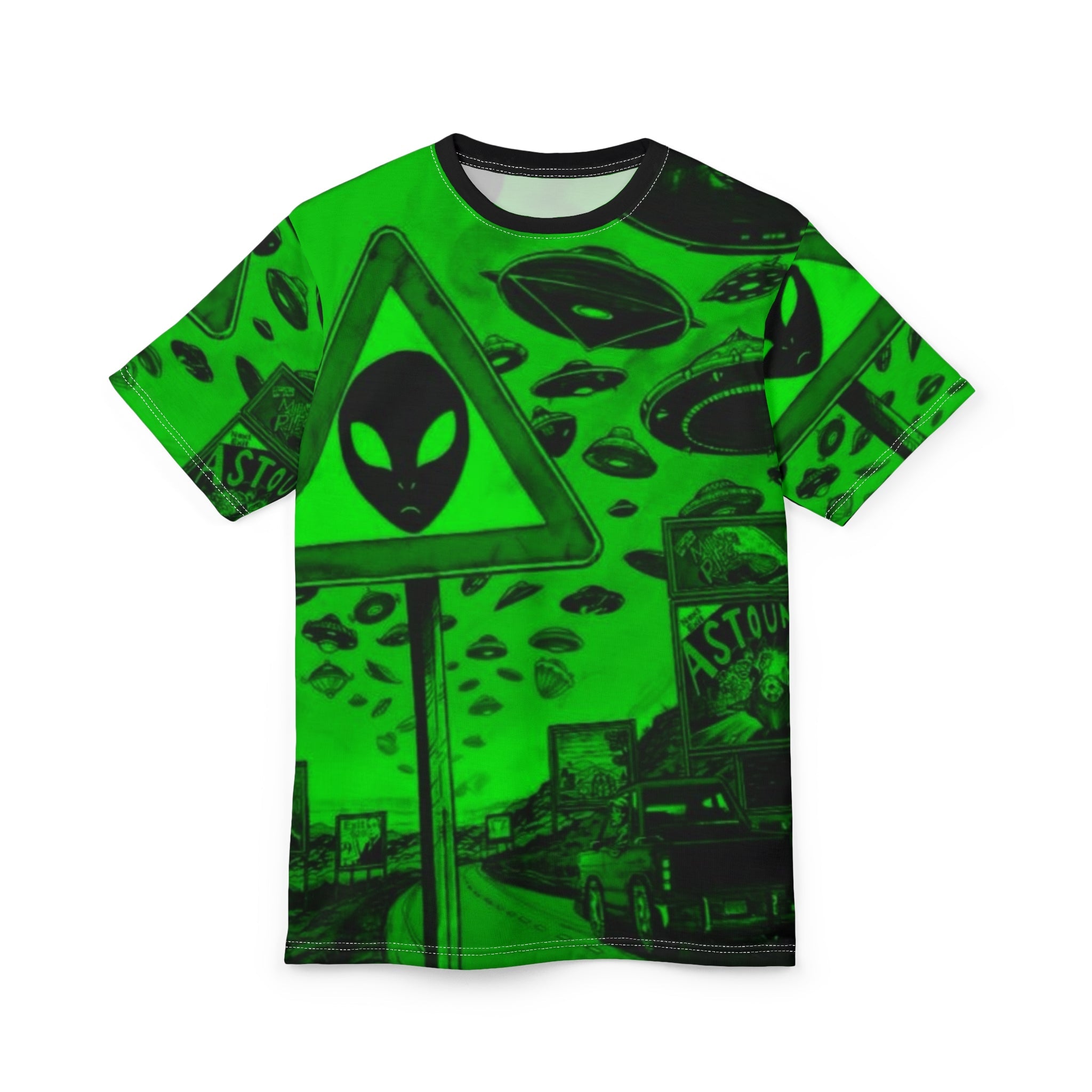 👽 Alien Utopia Signal — All-Over Print Tee Printify