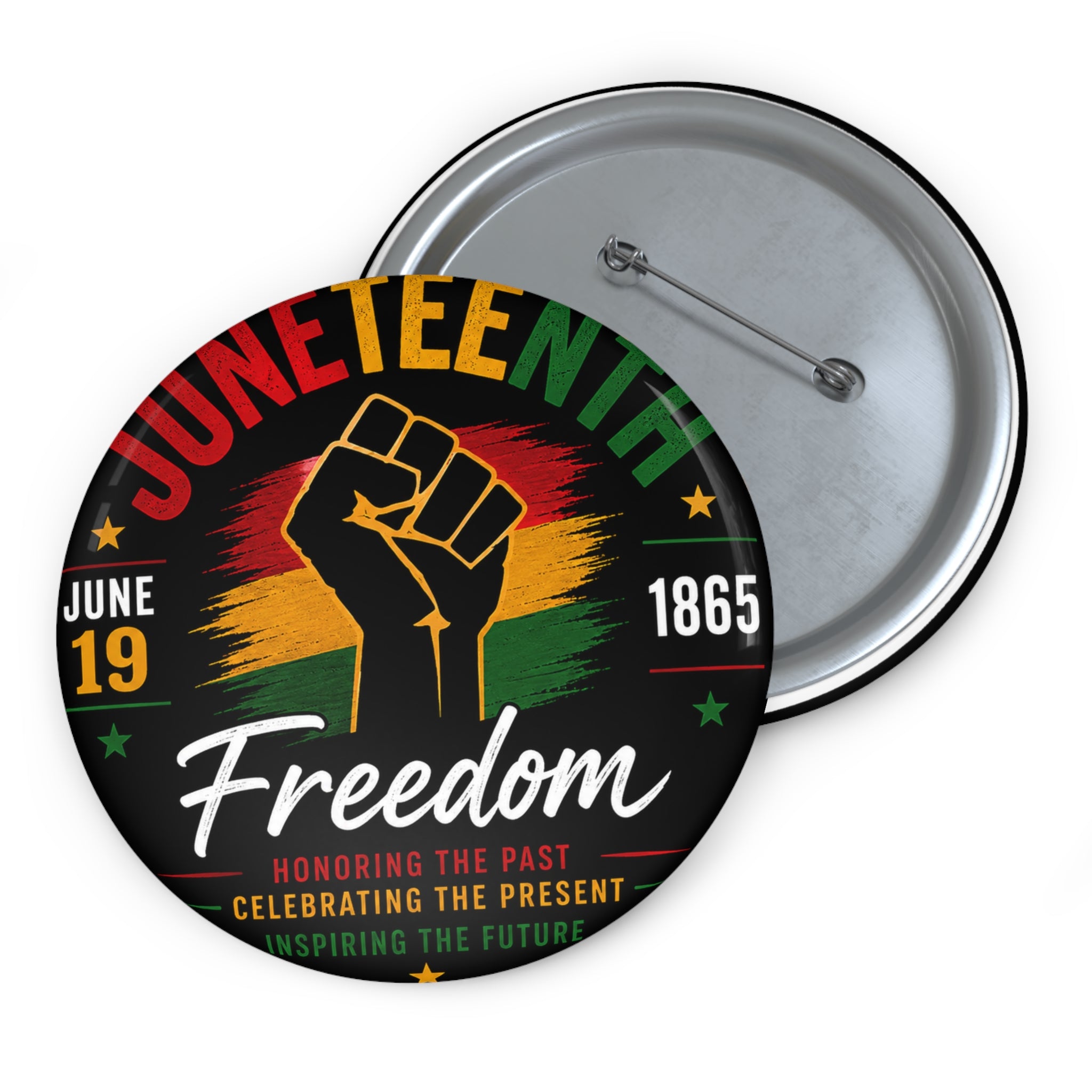 Freedom Fist Pin Button — Black Power Activist Pride Badge
