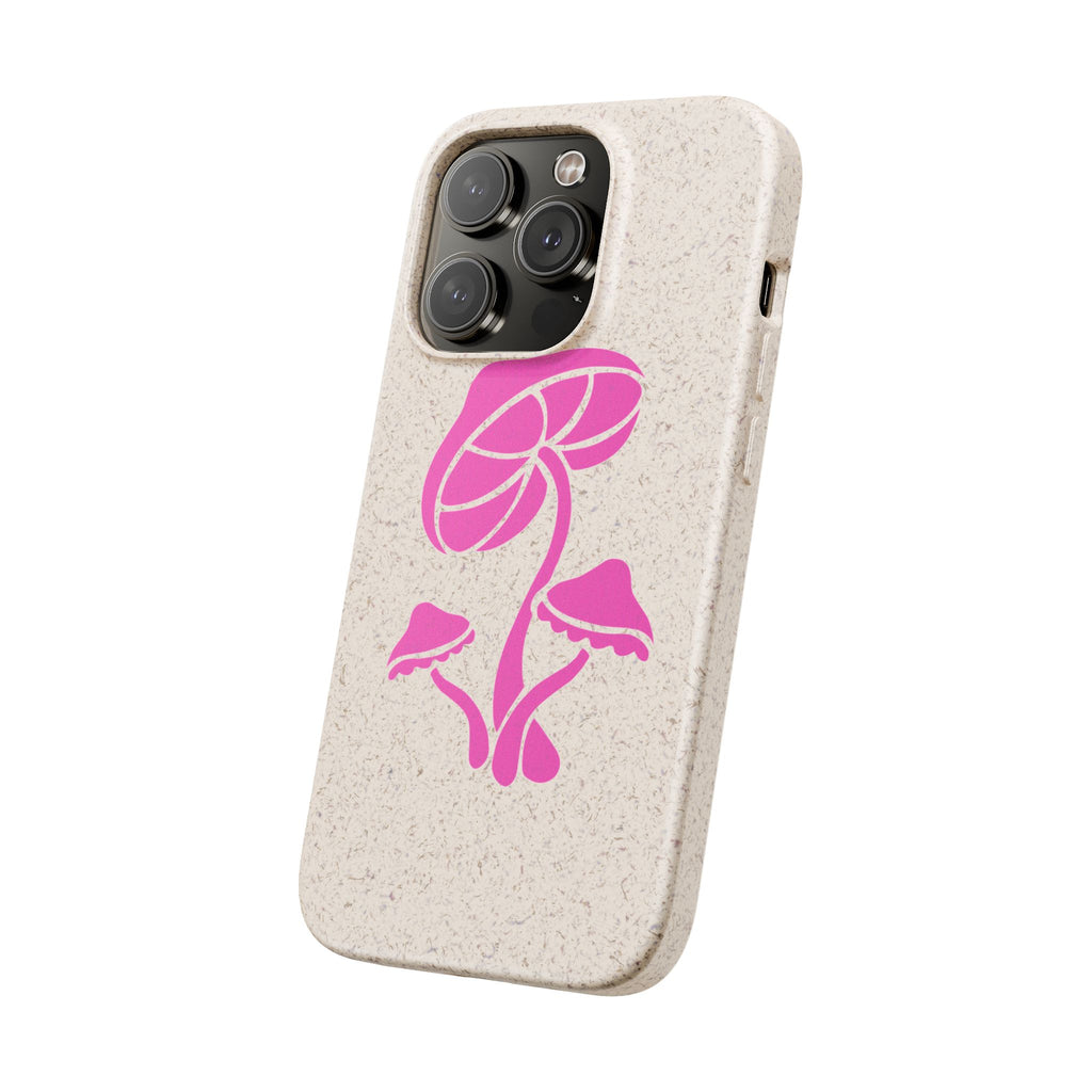 Eco-Friendly Phone Case with Pink Mushroom Design, Biodegradable Phone Cover, Sustainable Gift for Nature Lovers, Earth Day Gift, Cute Phone