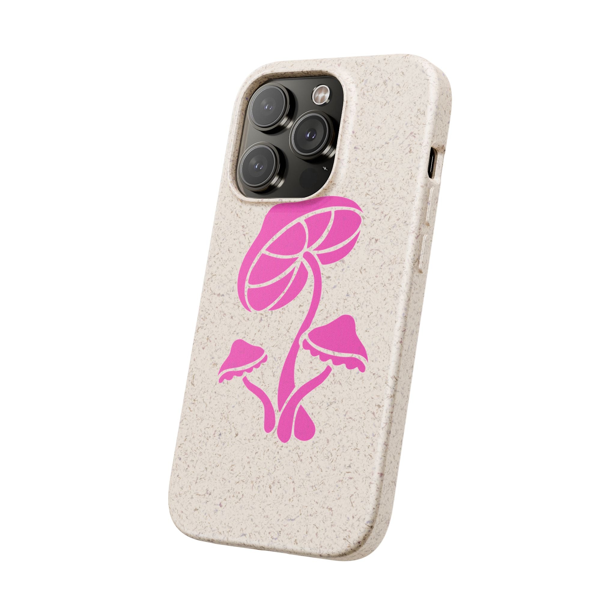 Eco-Friendly Phone Case with Pink Mushroom Design, Biodegradable Phone Cover, Sustainable Gift for Nature Lovers, Earth Day Gift, Cute Phone
