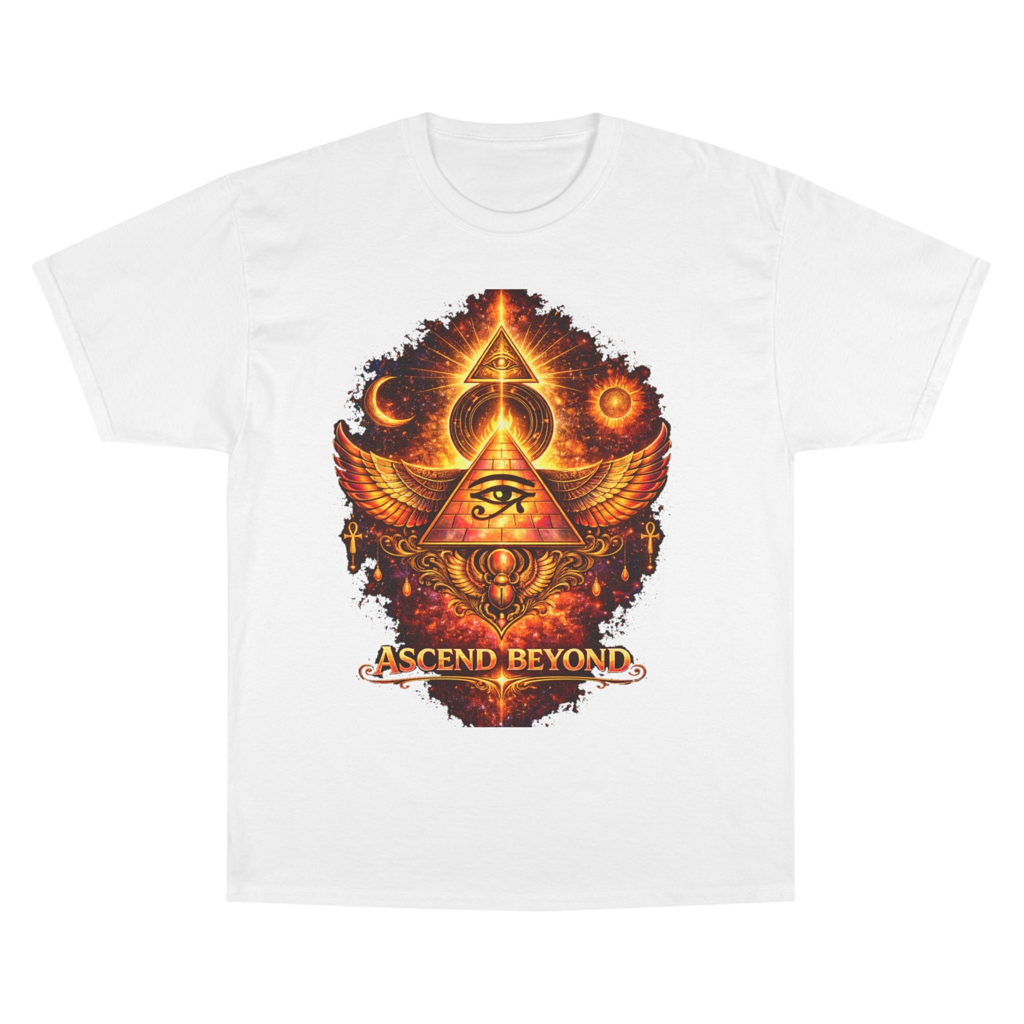 Ascend Beyond Graphic T-Shirt — Egyptian Eye Pyramid Spiritual Tee Printify