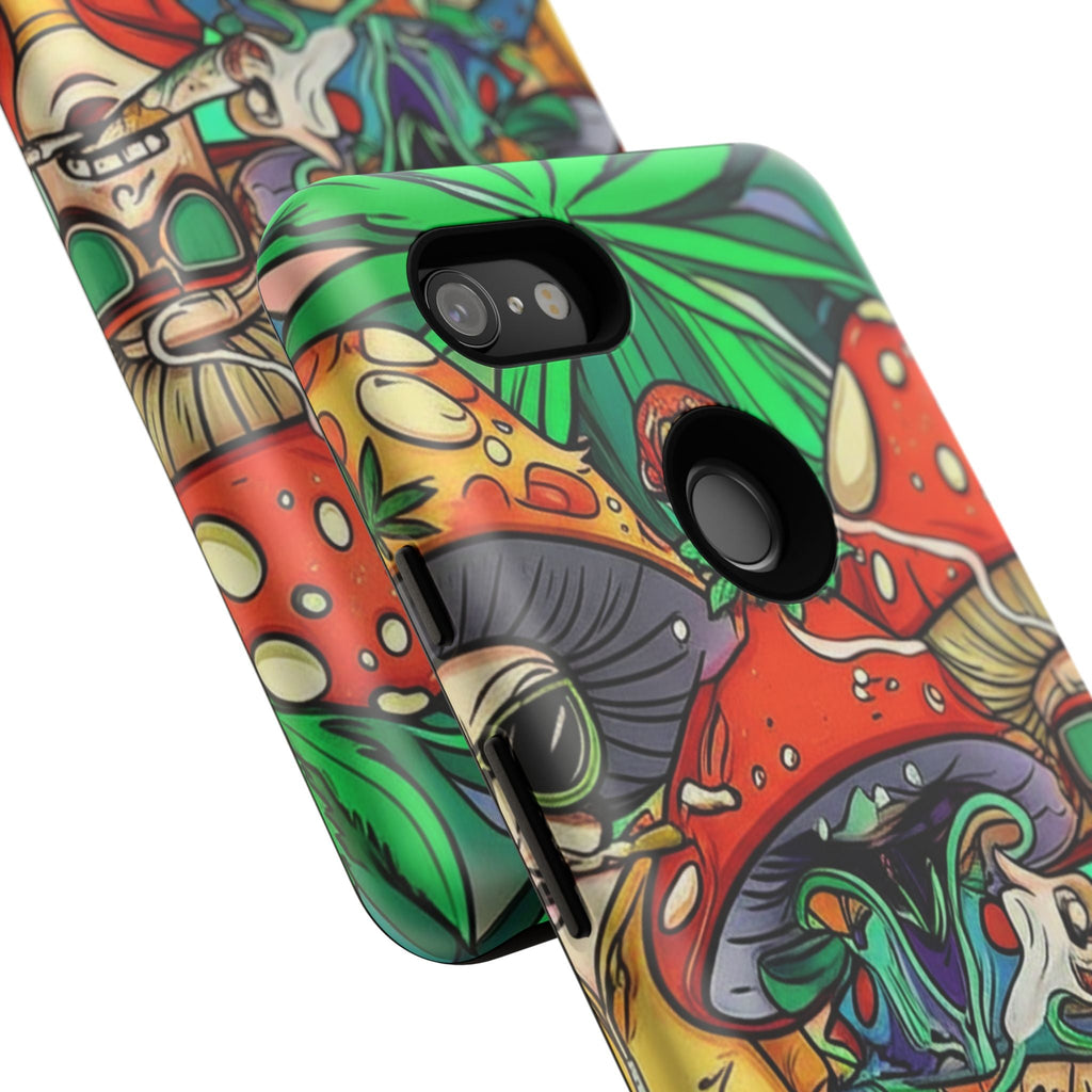 Vibrant Phone Case Featuring Funky Mushroom Art, Tough Cases, Trendy Accessories, Unique Gifts, Eclectic Style, Phone Protection Printify