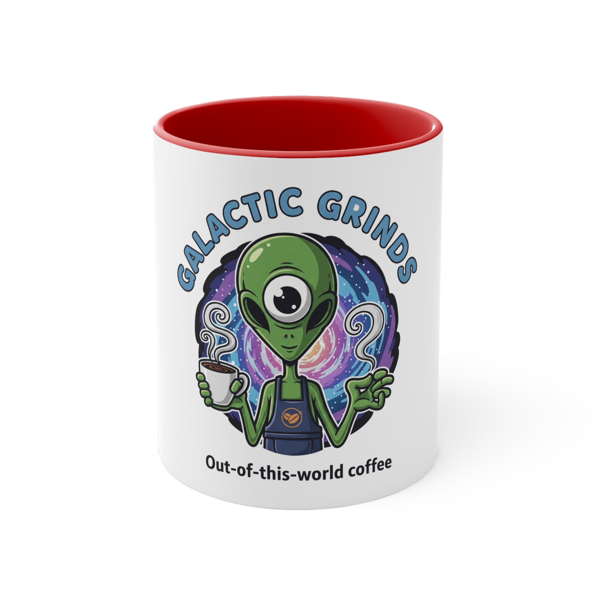 Galactic Grinds Alien 11oz Accent Mug, Fun Coffee Mug for Sci-Fi Lovers, Unique Gift for Birthdays and Holidays, Quirky Drinkware☕️
