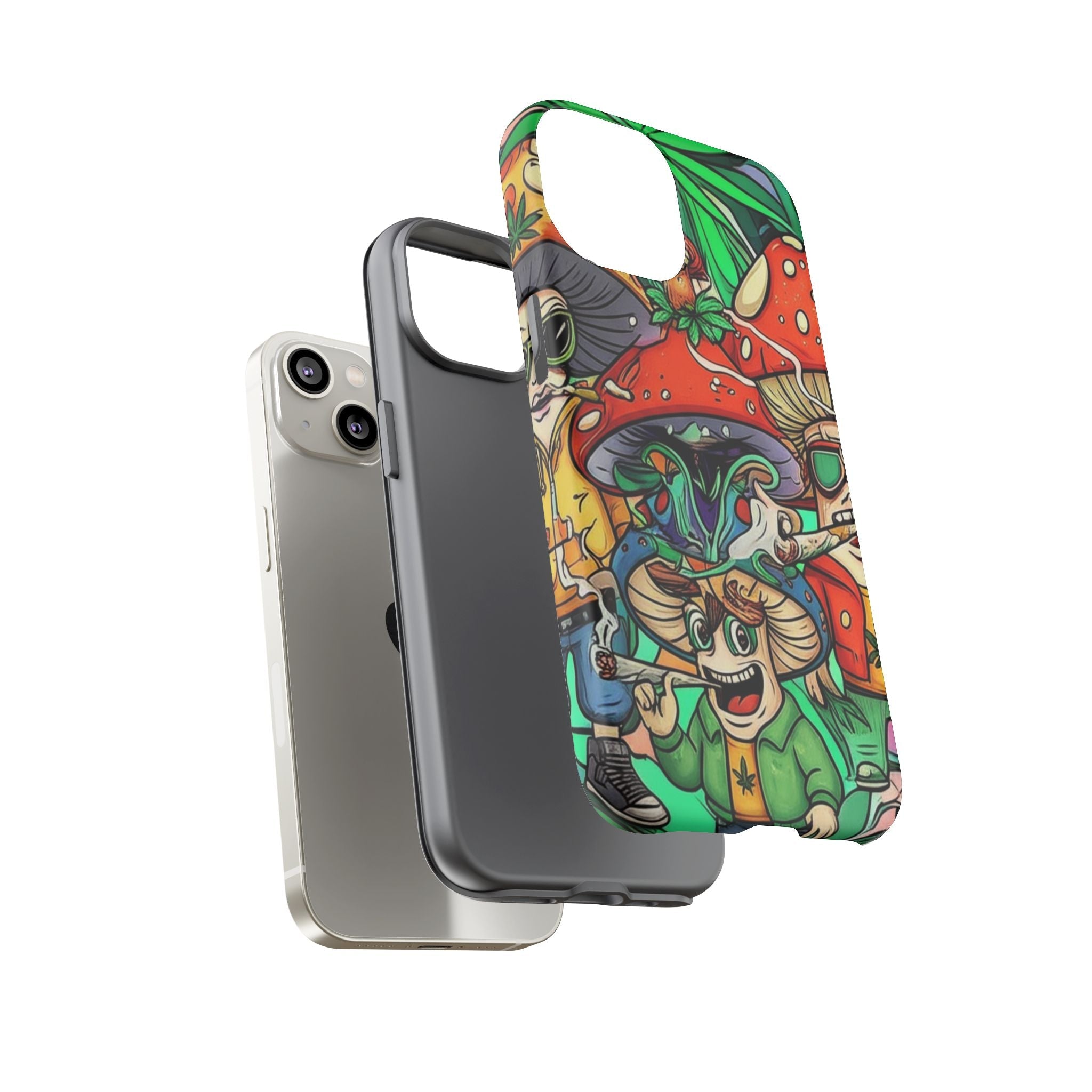 Vibrant Phone Case Featuring Funky Mushroom Art, Tough Cases, Trendy Accessories, Unique Gifts, Eclectic Style, Phone Protection Printify